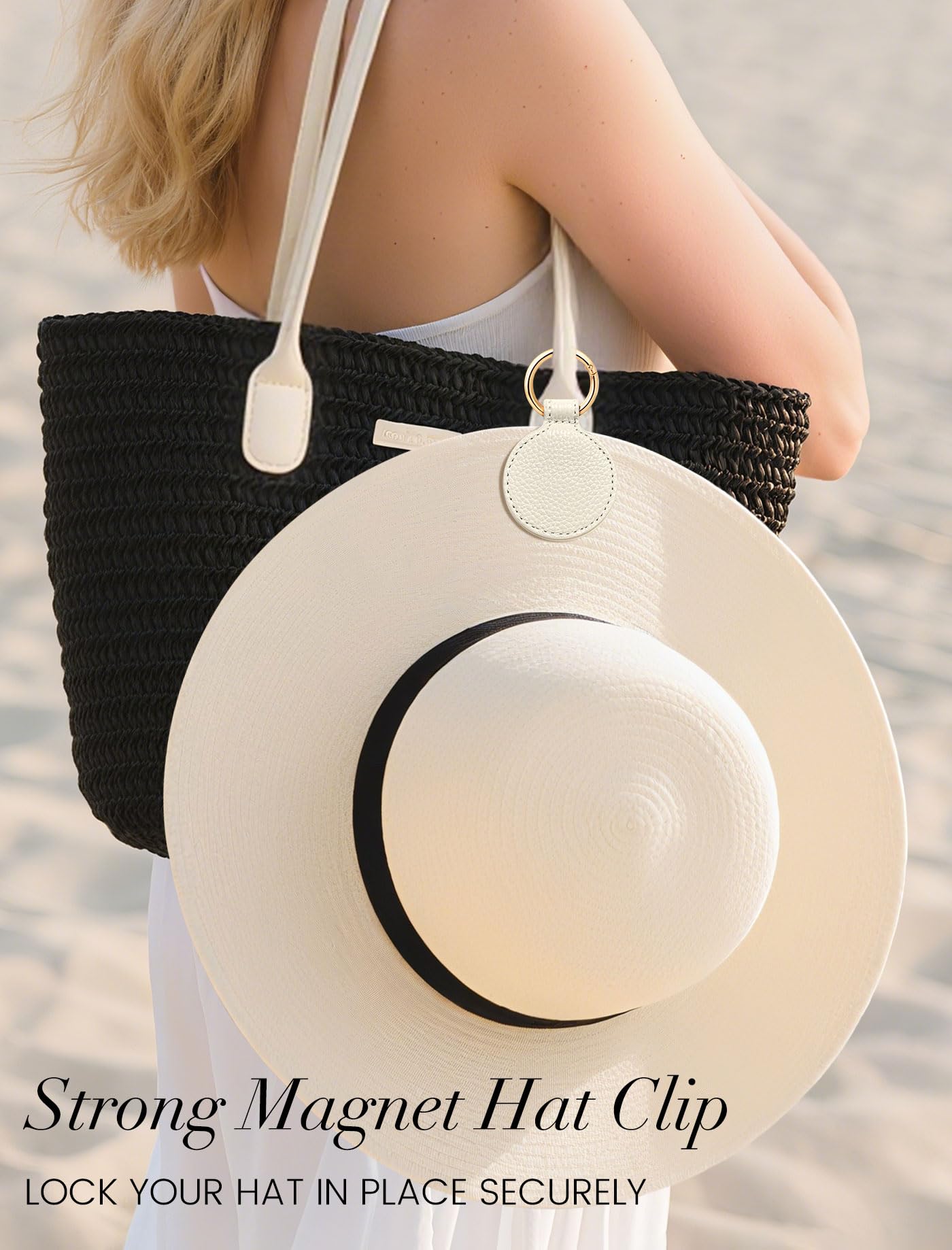 Niveaya Magnetic Hat Clip for Travel Bag – Magnet Storage Hook, Vacation & Travel Essentials Accessory, Beige