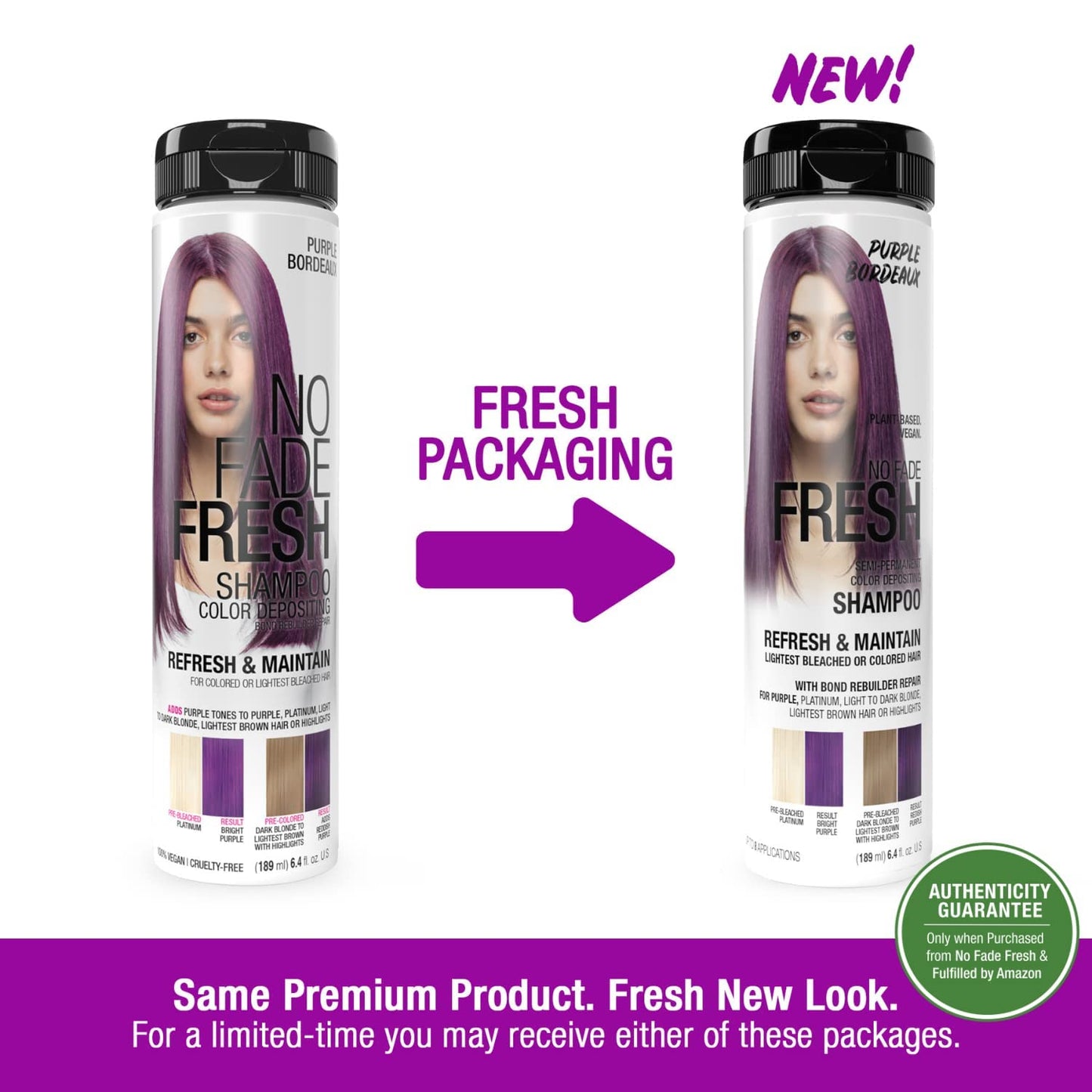 Purple Color Depositing Shampoo - Semi Permanent Hair Color with BondHeal Bond Rebuilder - Violet Hair Dye 6.4 oz