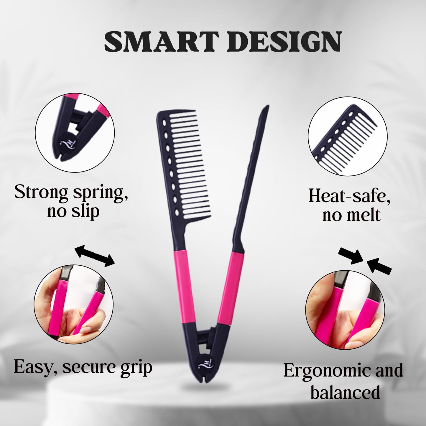 Herstyler Hair Straightening Comb - Straightener Comb for Flat Iron - Makes Styling Easy - Get Straight Hair in Minutes (Pink)