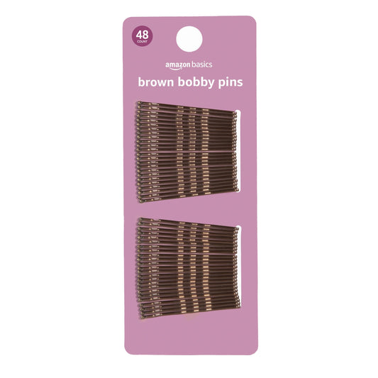 Amazon Basics Bobby Pins, Browth Hair Pins for all Hair types, 48 Count