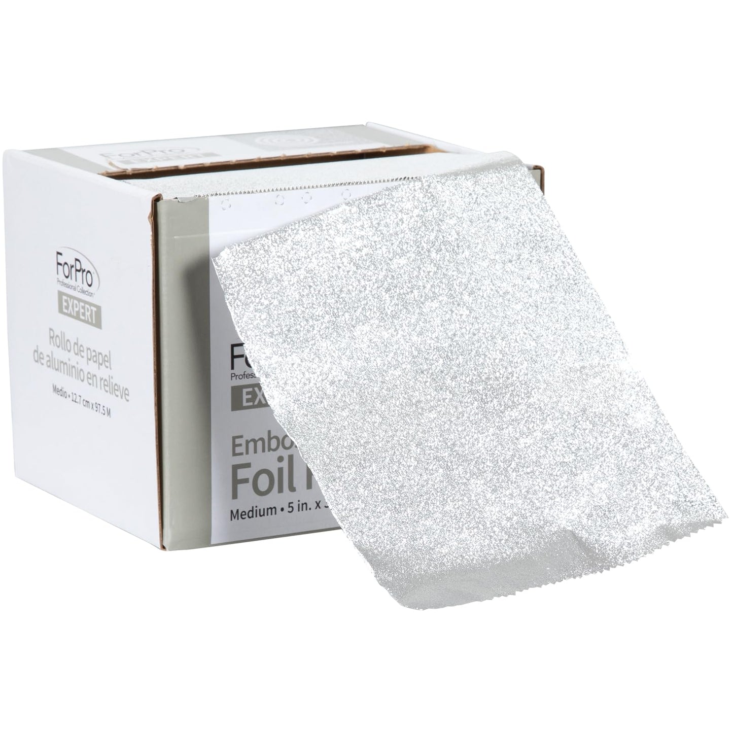 ForPro Expert Embossed Aluminum Foil Roll 320 Ft – Professional Hair Foils for Color, Highlights & Balayage, Medium 5W, Silver