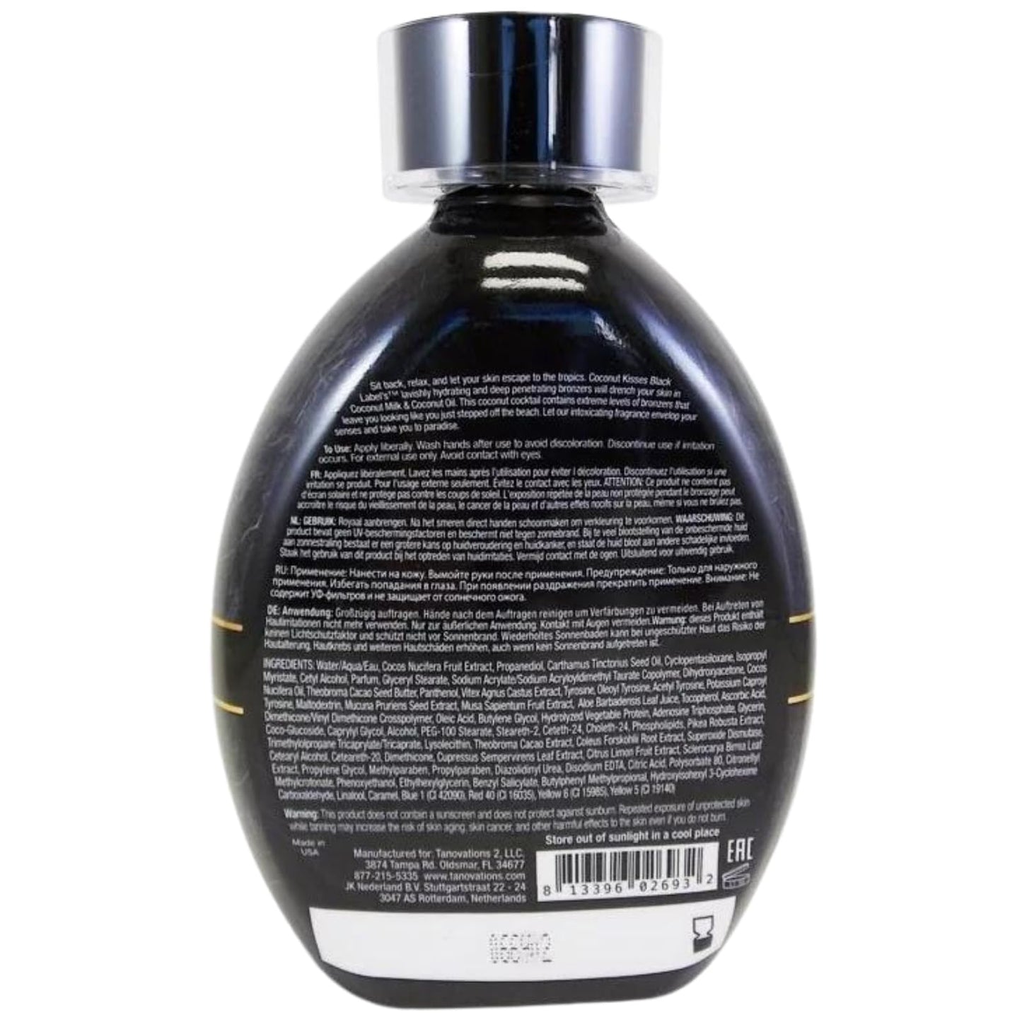 Ed Hardy Lotion Coconut Kisses Black Label Black DHA Skin Hydrating Bronze 13.5z, Antioxidant, Medium