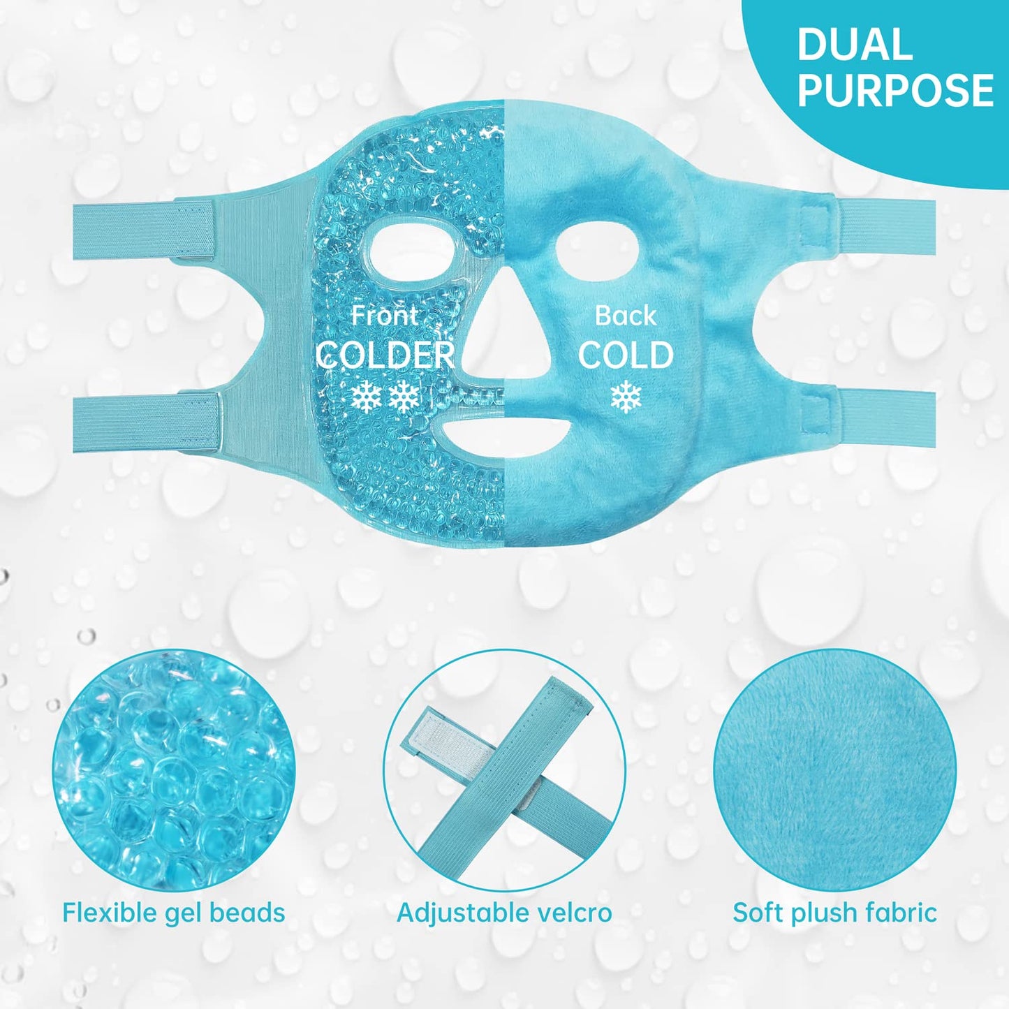 ZNÖCUETÖD Cold & Hot Gel Face Eye Mask – Reduce Puffiness, Dark Circles, Headaches, Post-Laser Care, Skin SPA for Women [Blue]