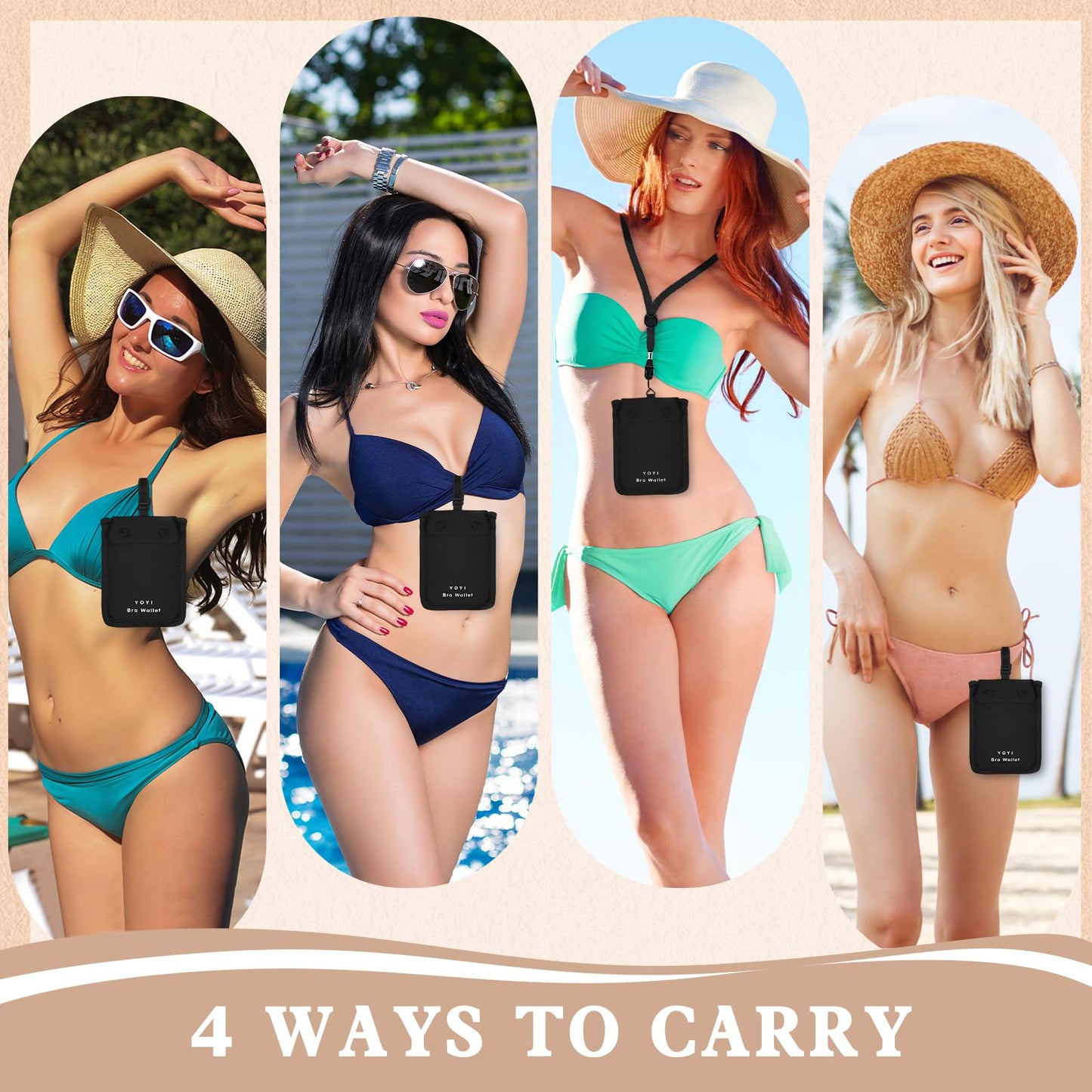 YOYI YOYI Bra Wallet – Hidden Money Pouch with RFID Fabric, Secret Stash Pocket & Neck Strap for Secure Cash, Cards & Valuables