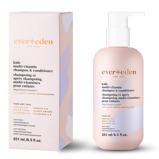 Evereden Kids Shampoo and Conditioner 2-in-1: Cool Peach, 8.5 fl oz. | Clean, Vegan, & Gentle Care for Kids | Toddler Shampoo and Conditioner for Healthy Scalp & Hair | Age 4+