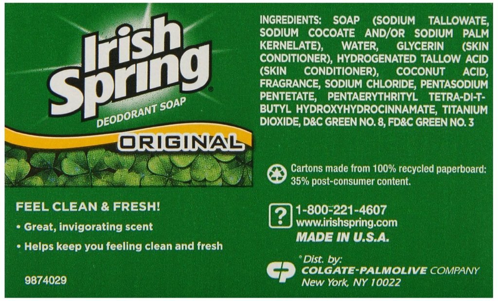 Irish Spring Original Scent Bar Soap for Men & Women, 3-Pack, 3.75oz Each – 12-Hour Odor Protection for Face, Hands & Body