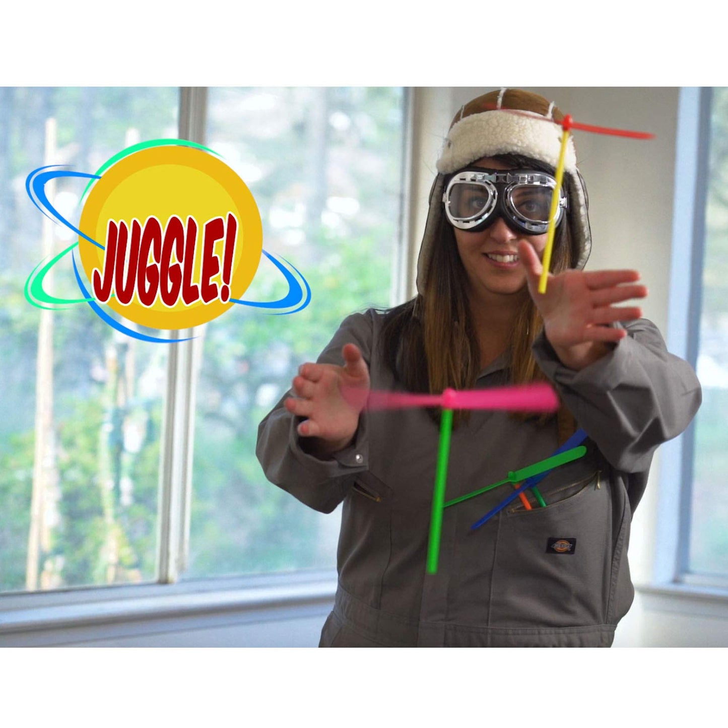 The Original Aero Props 10-Pack - Flying Helicopter Hand Spinner STEM Toy, Plastic Dragonfly Whirlybird, Made in USA, Multi-Color Fun for All Ages