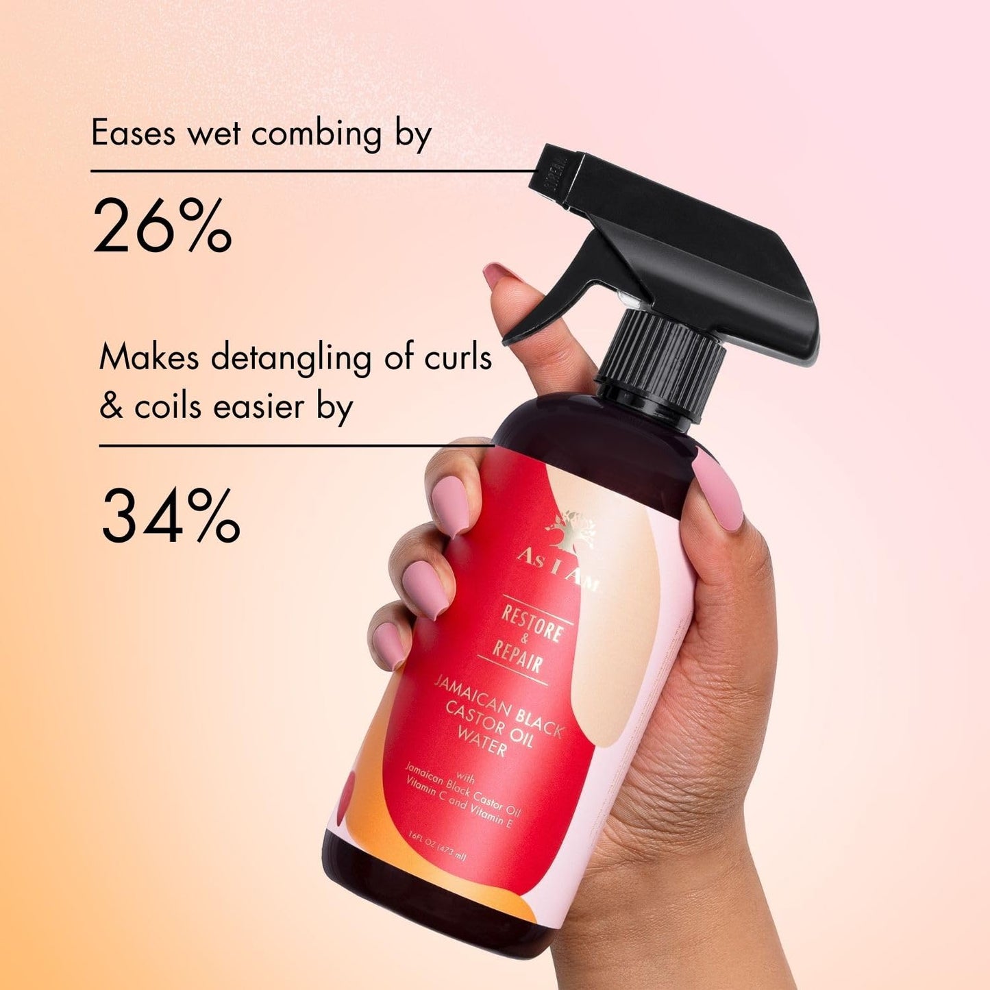 As I Am Jamaican Black Castor Oil Water 16 oz | Nano Curl Strengthener | Moisturizes, Detangles & Fights Frizz | With Vitamin C & E | Red