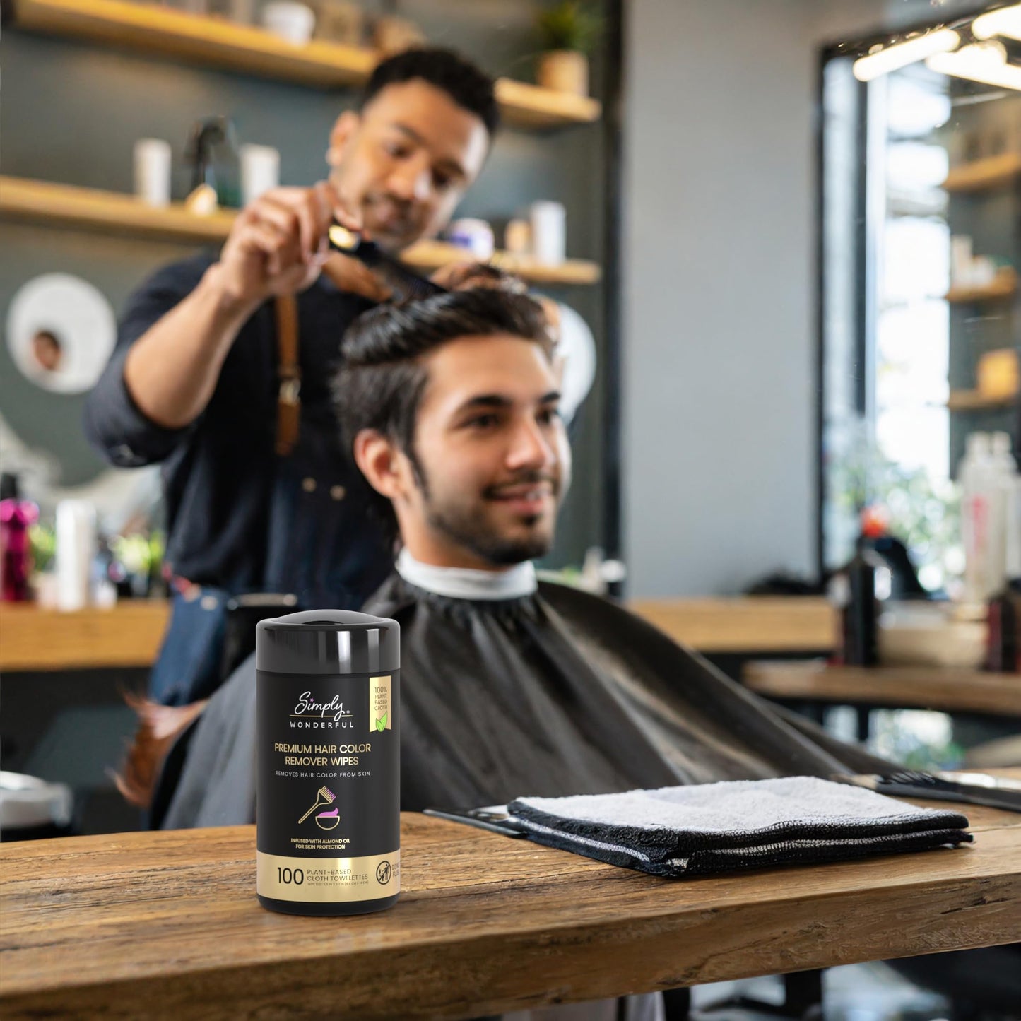 Simply Wonderful Hair Color Remover Wipes for Face & Skin – 100 Count Plant-Based Towelettes with Almond Oil, Gentle & Non-Irritating Cleanser