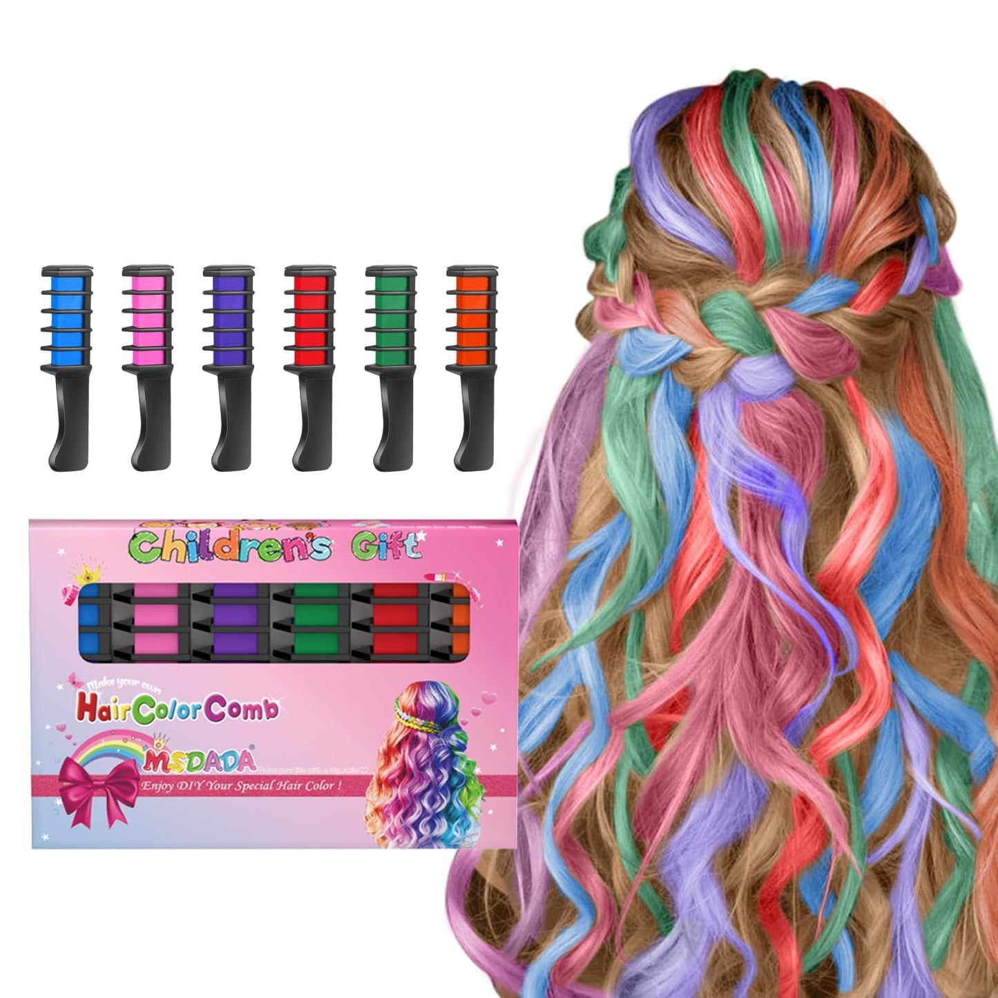 New Hair Chalk Comb for Kids – Washable Temporary Hair Color Dye for Girls Ages 4–12 | Fun DIY Cosplay, Party, Birthday & Holiday Gift