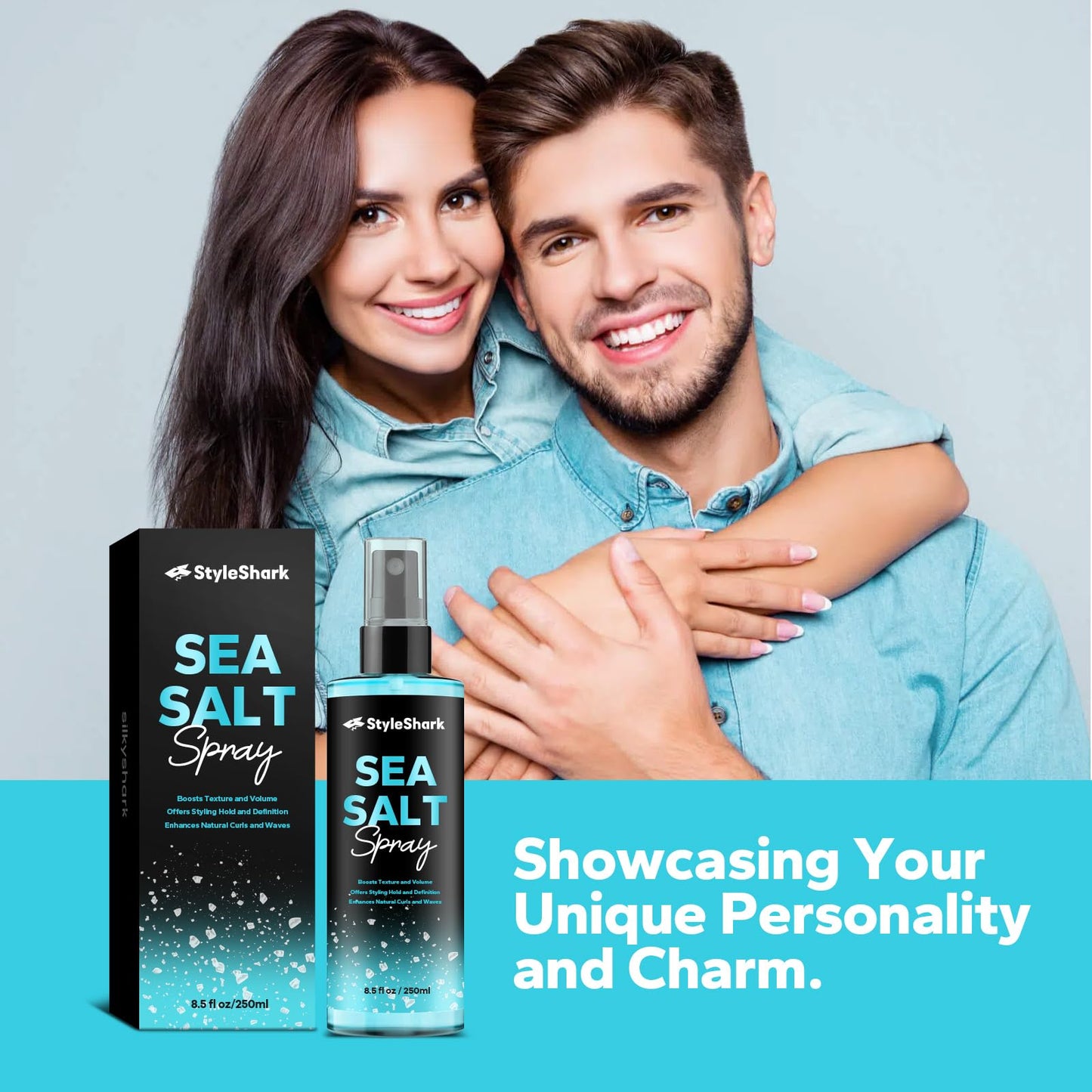 StyleShark Sea Salt Spray for Hair Men & Women (8.5 Fl Oz), Sea Salt Spray for Men, Beach Wave & Volumizing Texturing Sprays to Add Volume & Texture