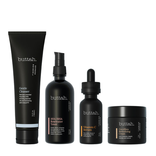 Buttah Skin Supreme Kit for Melanin-Rich Skin – CocoShea Cream, Vitamin C Serum, Cleanser & Rosewater Toner – Black-Owned Skincare
