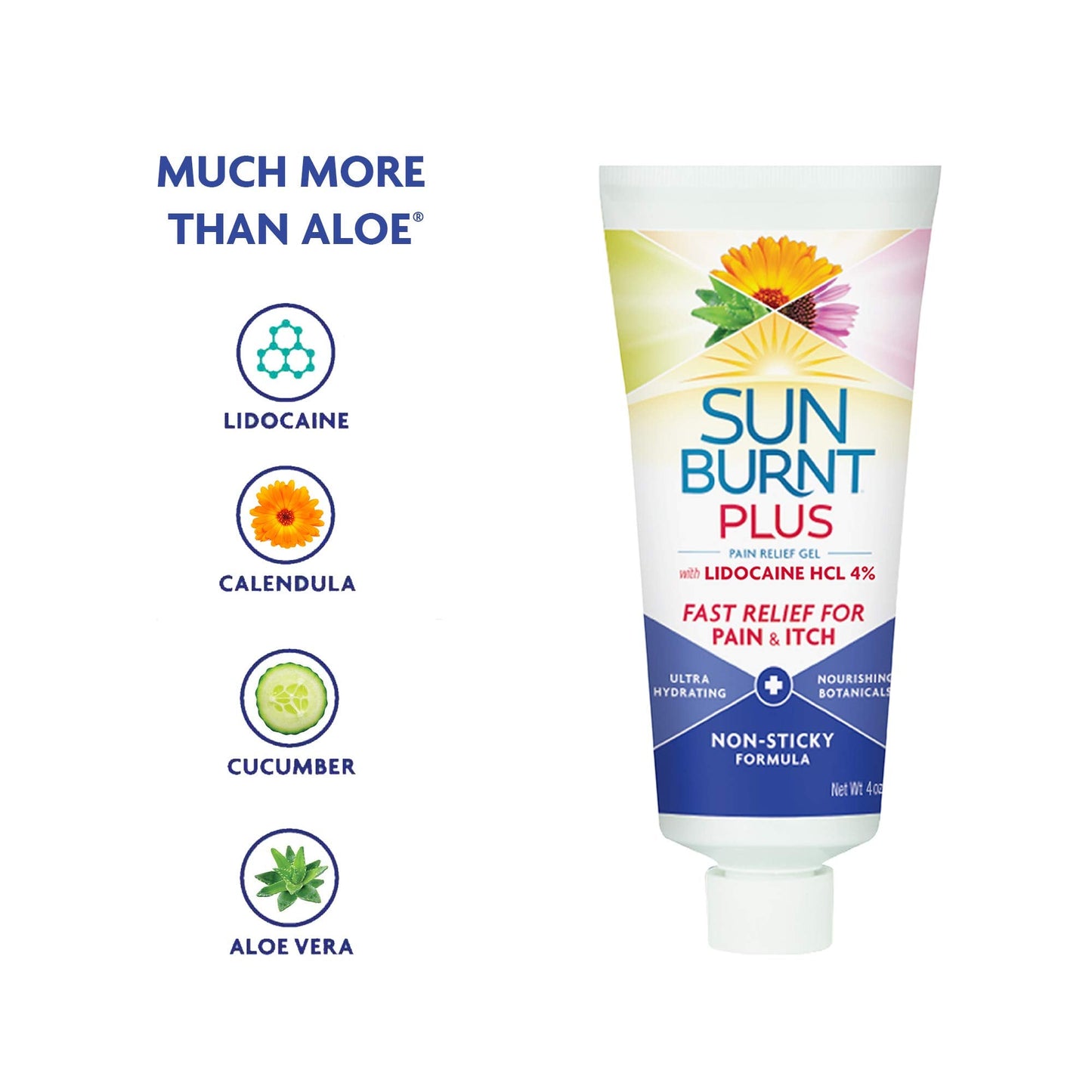 Sunburnt Plus After-Sun Gel with Lidocaine, 4 Ounce