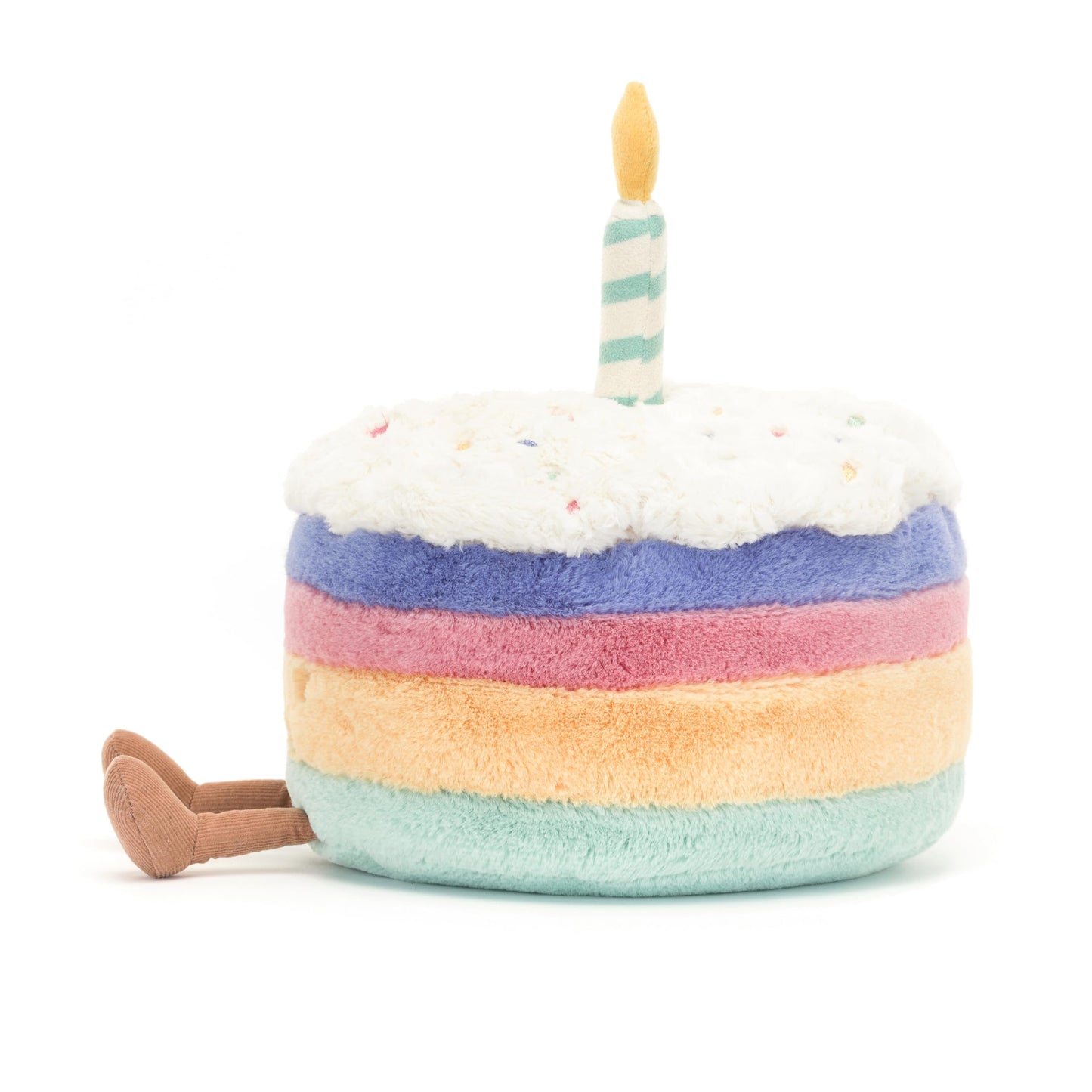 Jellycat Amuseables Rainbow Birthday Cake Stuffed Toy, Medium 6 inches - Dessert Plush - Birthday Gift