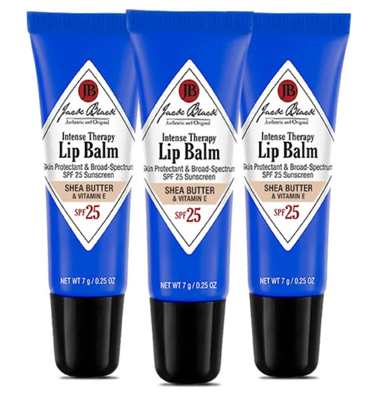 Jack Black Intense Therapy Lip Balm SPF 25, 0.25 Oz (Pack of 3) – Shea Butter & Vitamin E, Hydrating Lip Moisturizer for Dry Lips