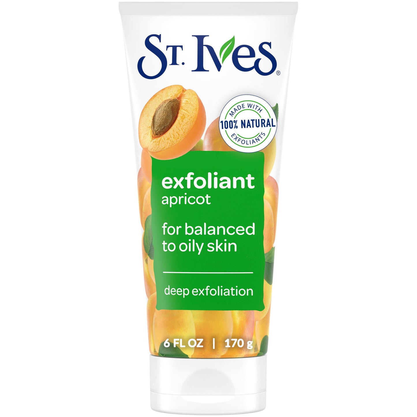 St. Ives Fresh Skin Apricot Face Scrub, Deep Exfoliating Natural Facial Scrub for Clean, Glowing, Oil-Free Skin, 6 oz