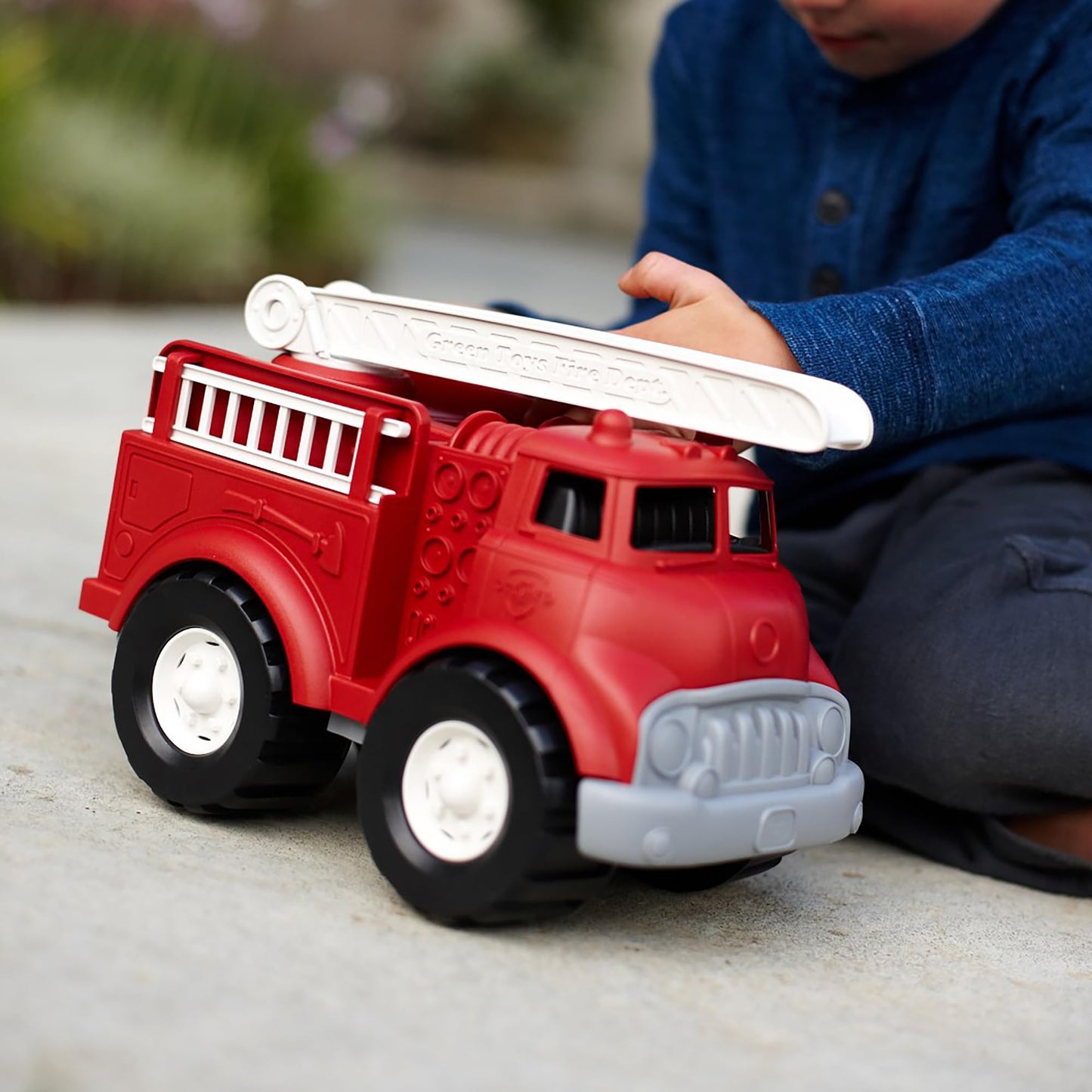 Green Toys Fire Truck - BPA , Phthalates Free Imaginative Play Toy for Improving Fine , Gross Motor Skills. for Kids,Red