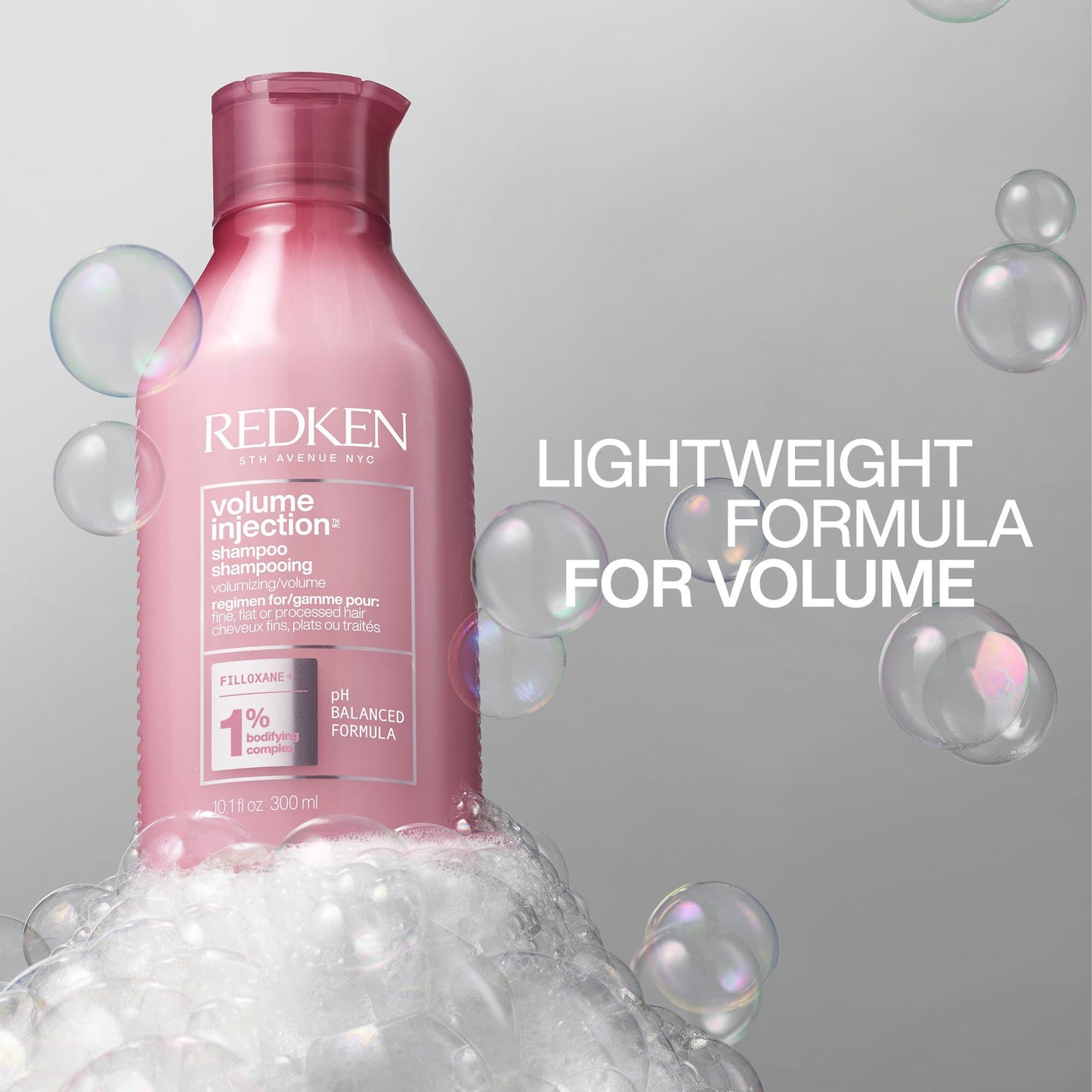 Redken Volume Injection Shampoo | Lightweight Volumizing Shampoo for Fine, Flat Hair | Adds Lift, Fullness & Body | Soft, Shiny Finish | Paraben-Free