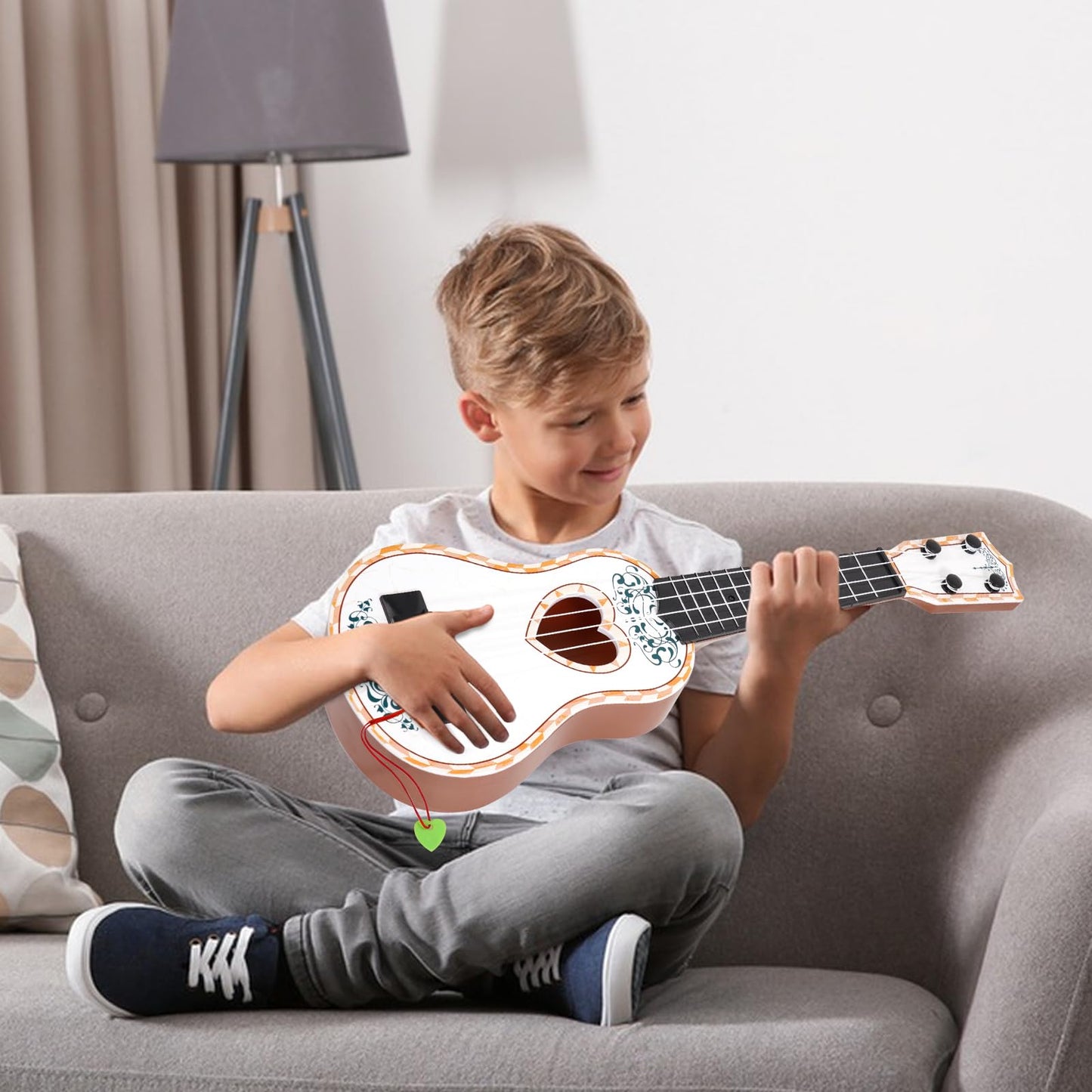Raimy 17" Ukulele for Kids - 4-String Mini Guitar Musical Toy for Beginners, Toddler Learning Instrument, Gifts for Ages 3-9 (White)