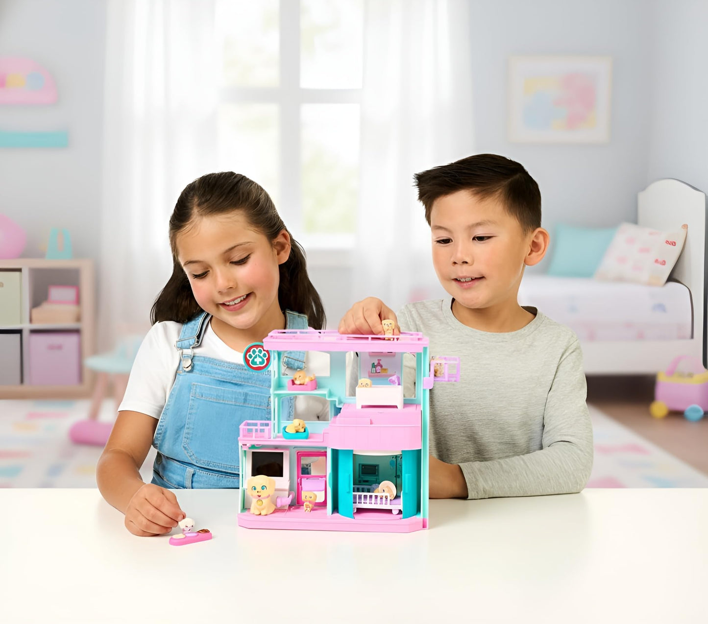 Little Live Pets Mama Surprise Families Pet Vet Playset, Baby Care Clinic Animal Hospital Play Set, 3 Puppies, Accessories, Vet Toy Gifts for Kids 5+