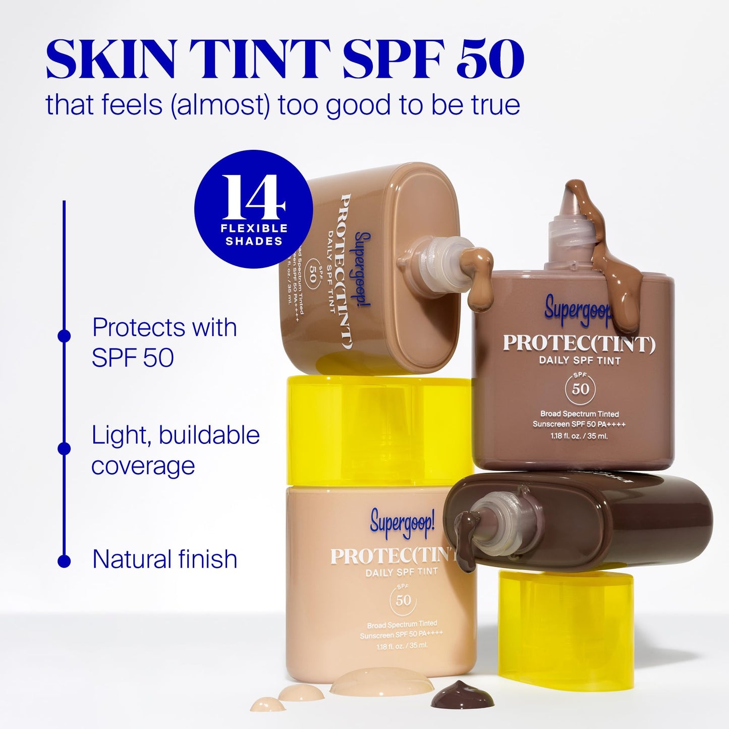 Supergoop! Protec(tint) Daily Skin Tint SPF 50 - 24N - Light, Buildable Coverage for Immediately Smooth, Even-Looking Skin - Natural Finish