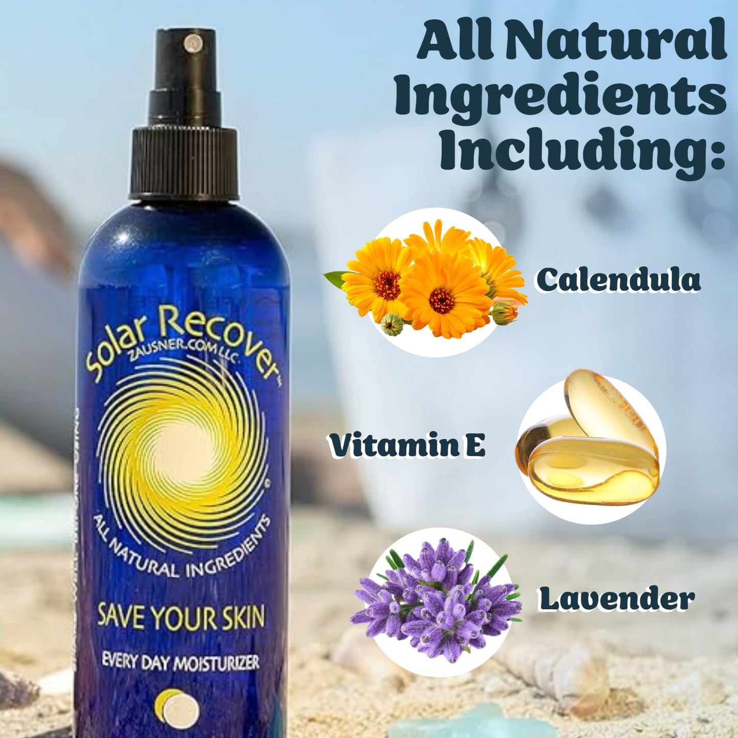 Solar Recover After Sun Moisturizing Spray 12oz – Hydrating Body & Face Mist with Vitamin E & Calendula, 2460 Sprays, Made in USA