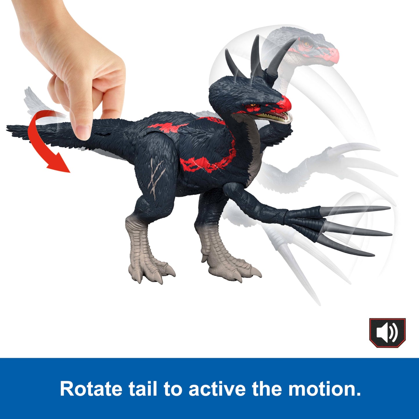 Mattel Jurassic World Chaos Theory Slash N Roar Therizinosaurus Dinosaur Action Figure Toy, Attack Claws & Sound, Digital Play