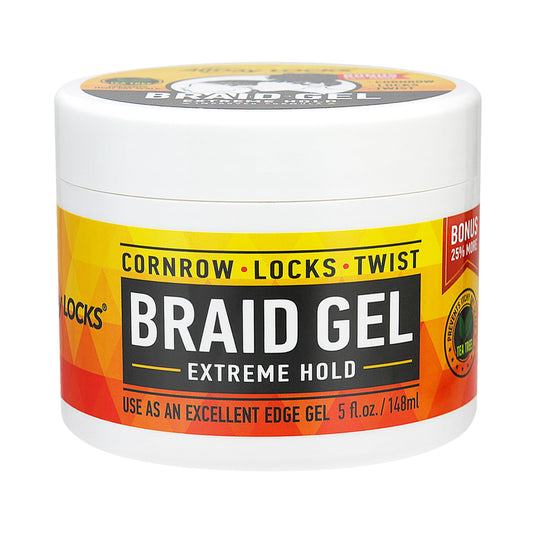 AllDay Locks Braid Gel 5 oz | Extreme Hold & High Shine | Frizz-Free, Flake-Free Edge Control | Tea Tree, Lavender & Peppermint Oils | For Braids, Twists & Cornrows