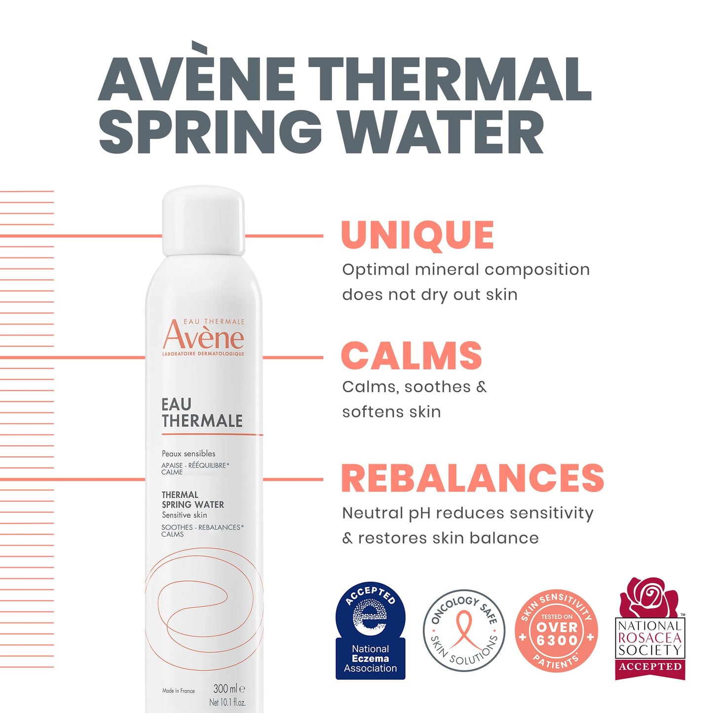 Avène Thermal Spring Water Facial Mist Spray for Sensitive Skin, Soothes, Calms & Softens, Mineral-Rich, 10.1 oz