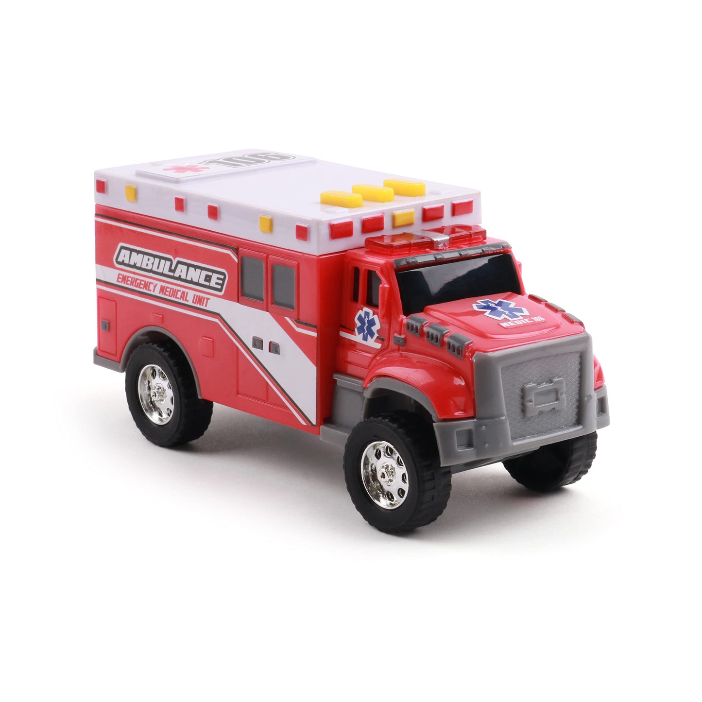 Mighty Fleet Toughest Minis 5" Tough Cab Ambulance Toy w/Lights & Sounds, Realistic Design & Batteries Included - Age 3+