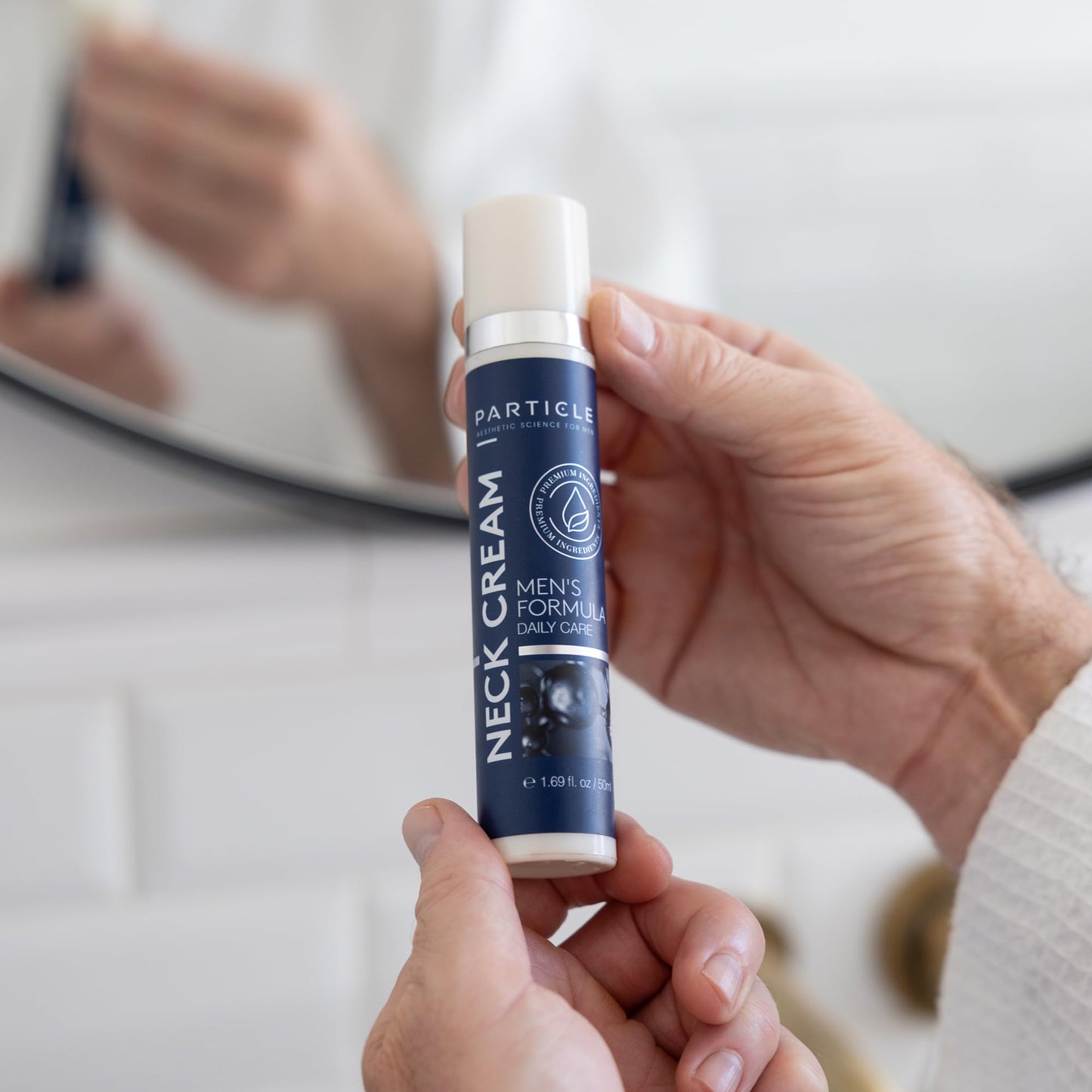 Particle Daily Neck Cream for Men – Collagen, Hyaluronic Acid, Retinol, Vitamin E, Moringa & Shea Butter, Hydrating 1.7 fl oz