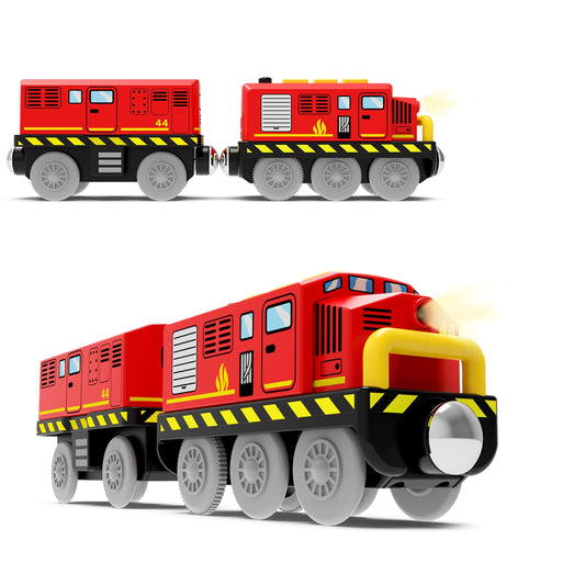 Battery Operated Locomotive Train for Wooden Tracks – Motorized Toy Train with Magnetic Connection, Compatible with Thomas, Brio, Chuggington & More