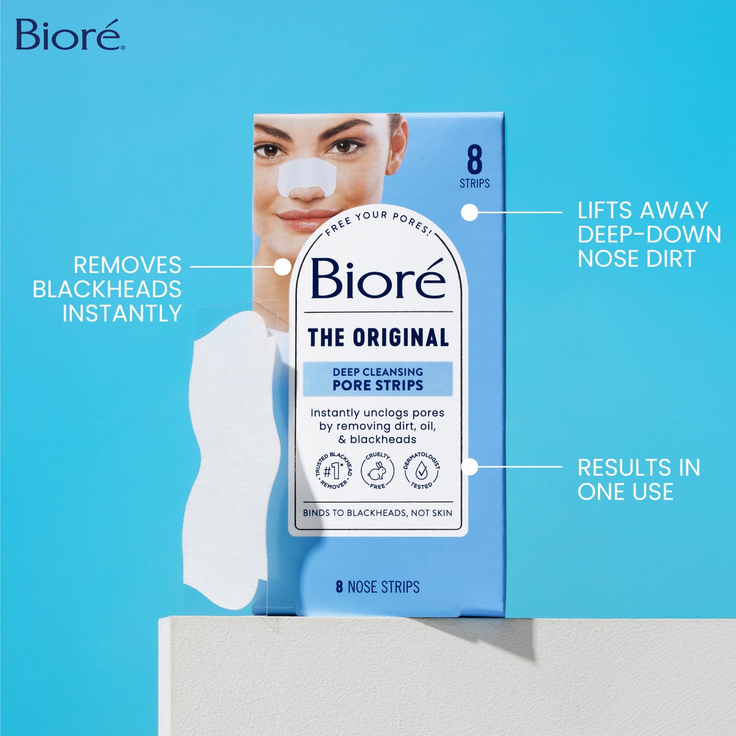 Bioré Blackhead Remover Nose Strips – Deep Cleansing, Instant Pore Unclogging, C-Bond Technology, Oil-Free, Non-Comedogenic, 14 Count