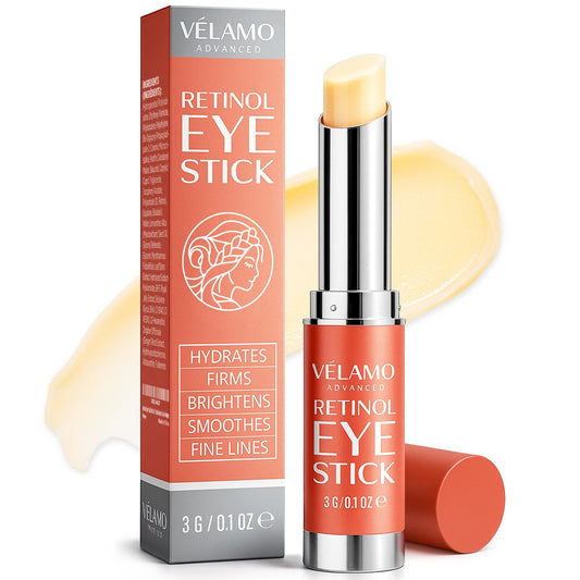 VELAMO Retinol Eye Balm Stick with Bakuchiol – Anti-Aging Under Eye Cream for Dark Circles, Puffiness, Fine Lines & Wrinkles, 0.1 oz