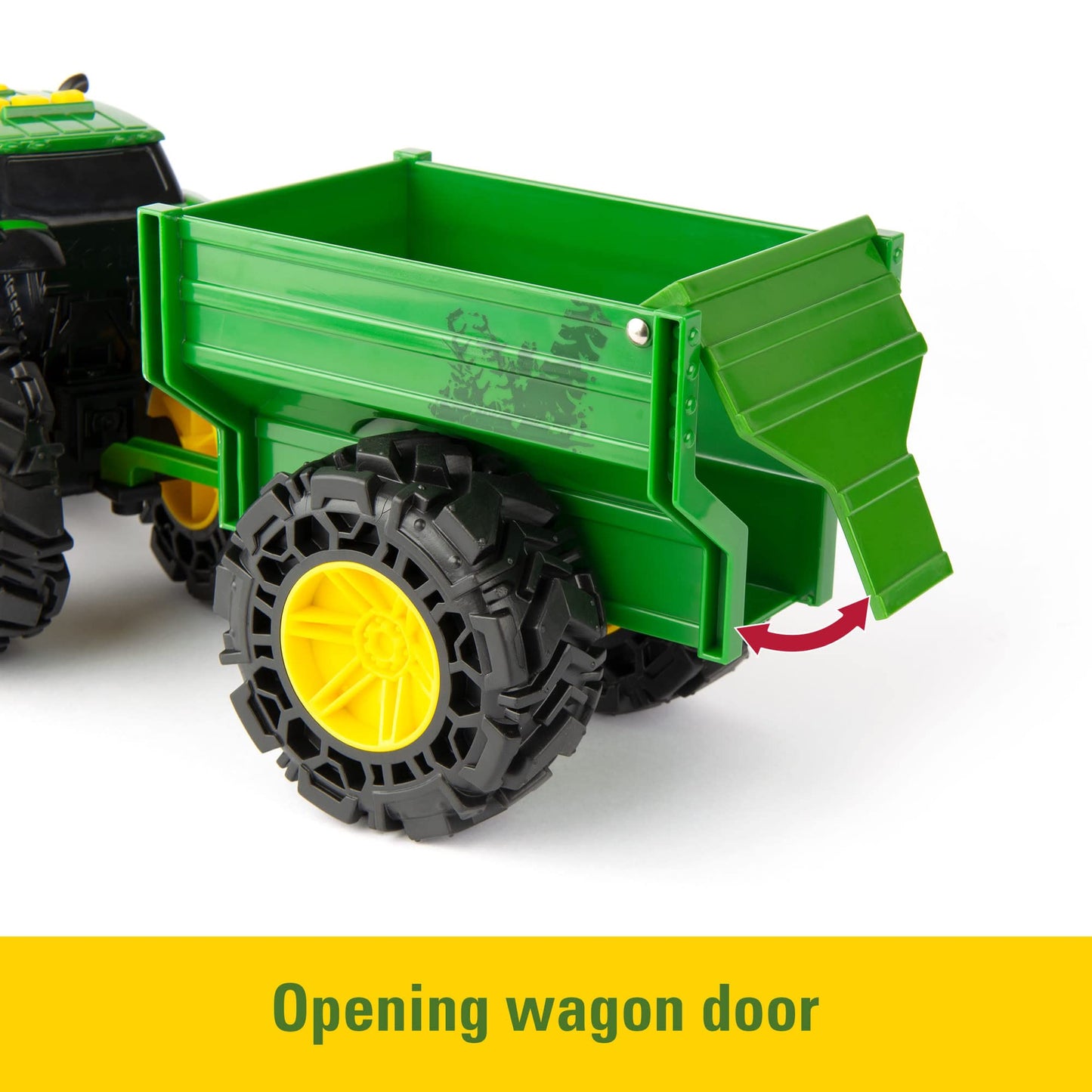 TOMY Monster Treads - John Deere Tractor Toy and Wagon - Includes Lights, Sounds, and Monster Truck Tires - John Deere Farm Toys - Ages 3 Years and Up
