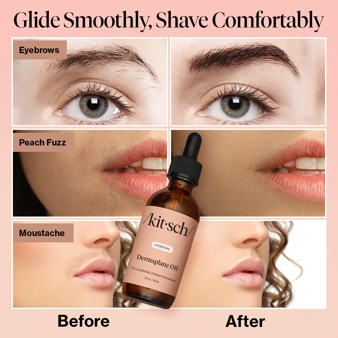 Kitsch Dermaplane Face Oil – Hydrating Jojoba & Argan Oil for Dermaplaning, Gua Sha & Razor Use – Smooth, Radiant Skin, 2oz