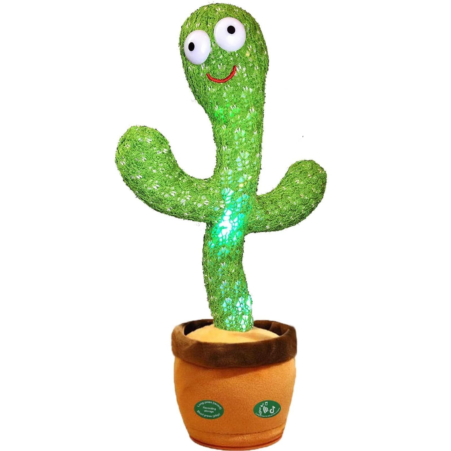 Pbooo Dancing Talking Cactus Toy - 120 Songs, LED, Voice Record, Singing & Dancing Mimicking Plush Toy for Babies & Kids