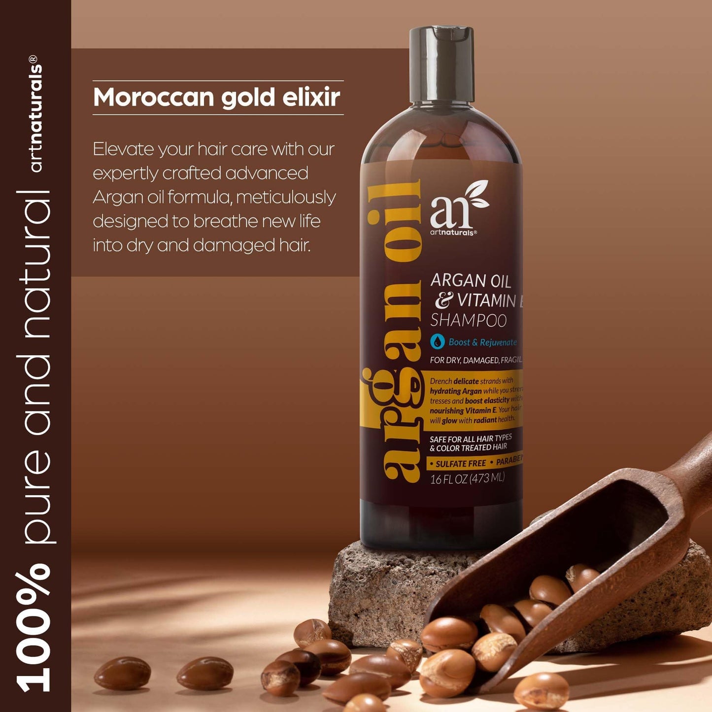 artnaturals Argan Hair Growth Shampoo 16 Fl Oz – Sulfate-Free Treatment for Thinning Hair & Regrowth – With Biotin, Argan Oil, Keratin & Caffeine