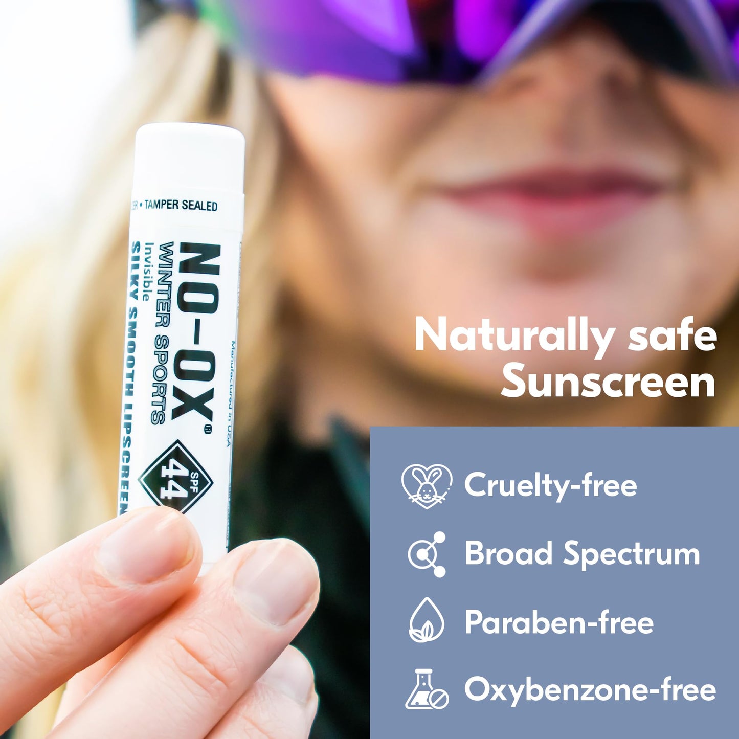 NO-OX Sunscreen Lip Balm | SPF 44 | Vegan, Untinted, Vanilla Flavor | Vitamin E | Broad Spectrum Sunscreen for Lips | 3 Pack