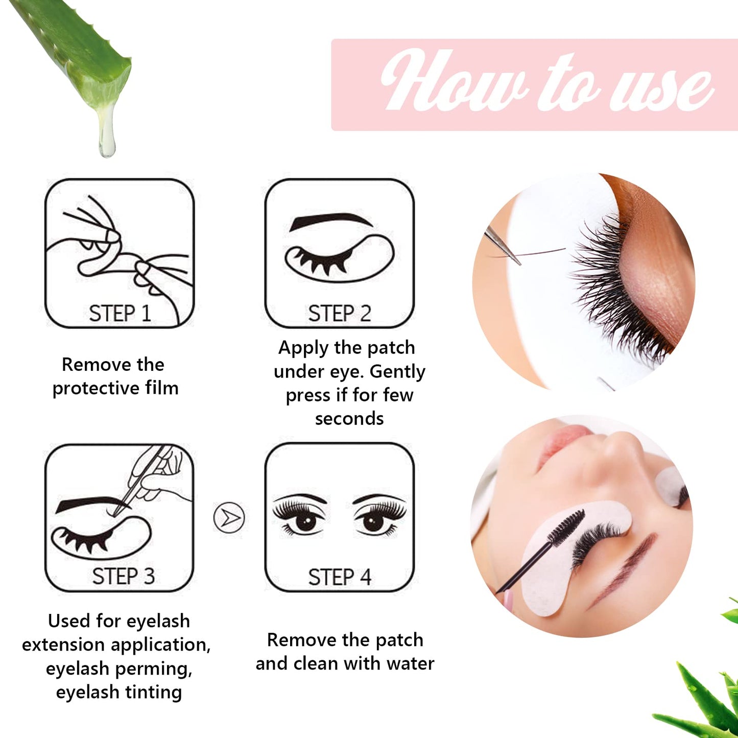 50 Pairs GreenLife Natural Eyelash Extension Under Eye Gel Pads with Collagen & Aloe Vera Hydrogel – Eyelash Extension Tool Kit (50-300 Pairs)