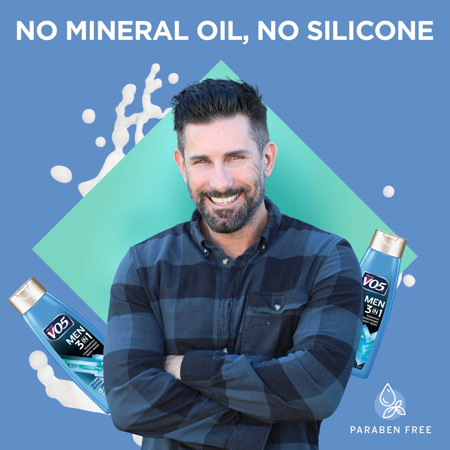 VO5 Men’s 3-in-1 Shampoo, Conditioner & Body Wash, Ocean Surge, 12.5 Oz | Enriched with 5 Essential Vitamins (A, H, C, B5, B3) for Hair & Skin