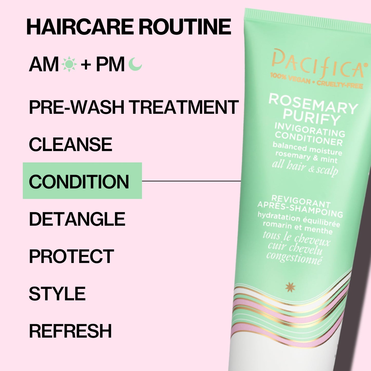 Pacifica Rosemary Purify Shampoo & Conditioner Set – Invigorating Mint Formula for Clarifying & Detox, Sulfate-Free, Vegan, 12oz & 8oz (2 Pc)