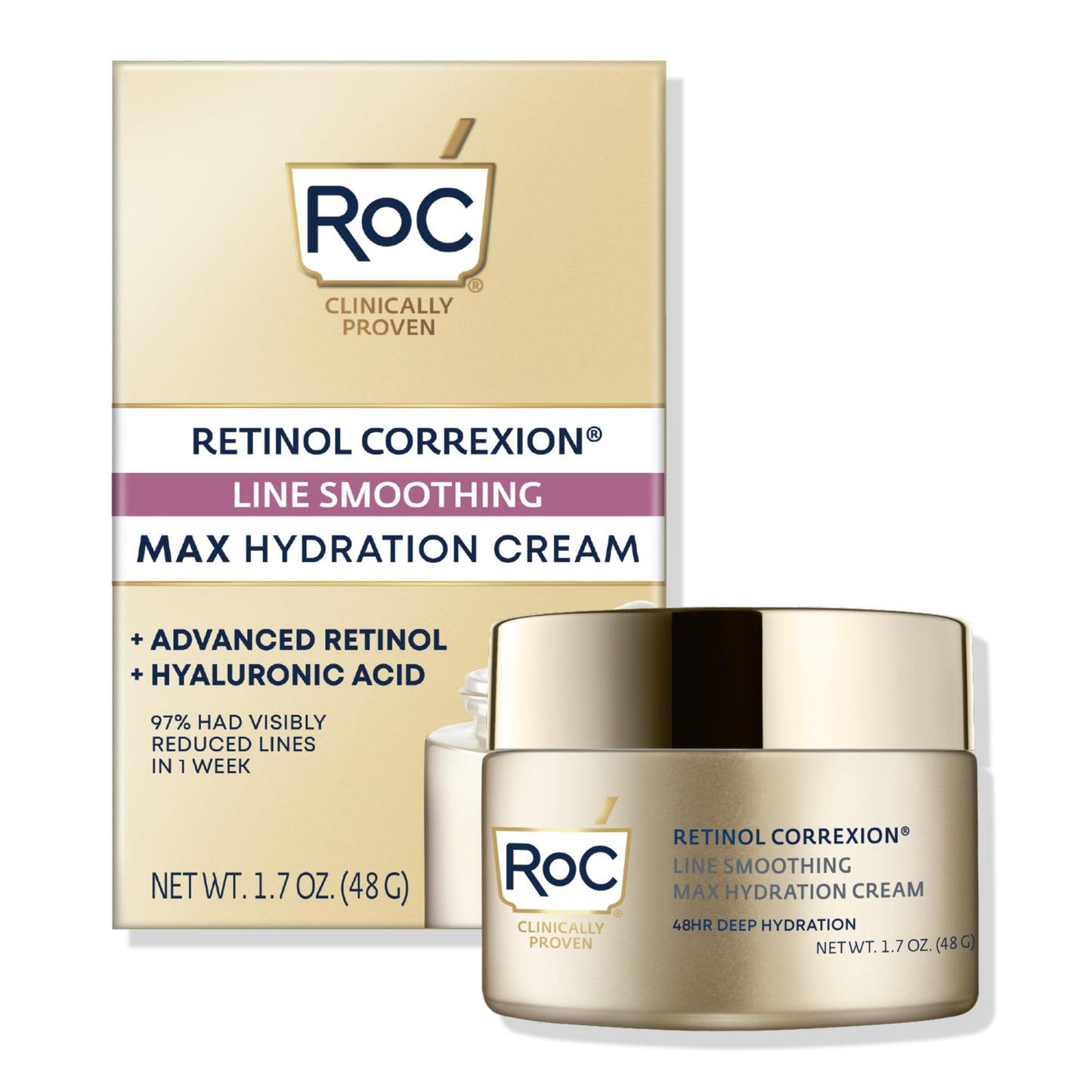 RoC Retinol Correxion Max Daily Hydration Face Moisturizer – Anti-Aging, Oil-Free, Hyaluronic Acid, Reduces Fine Lines & Dark Spots, 1.7 oz