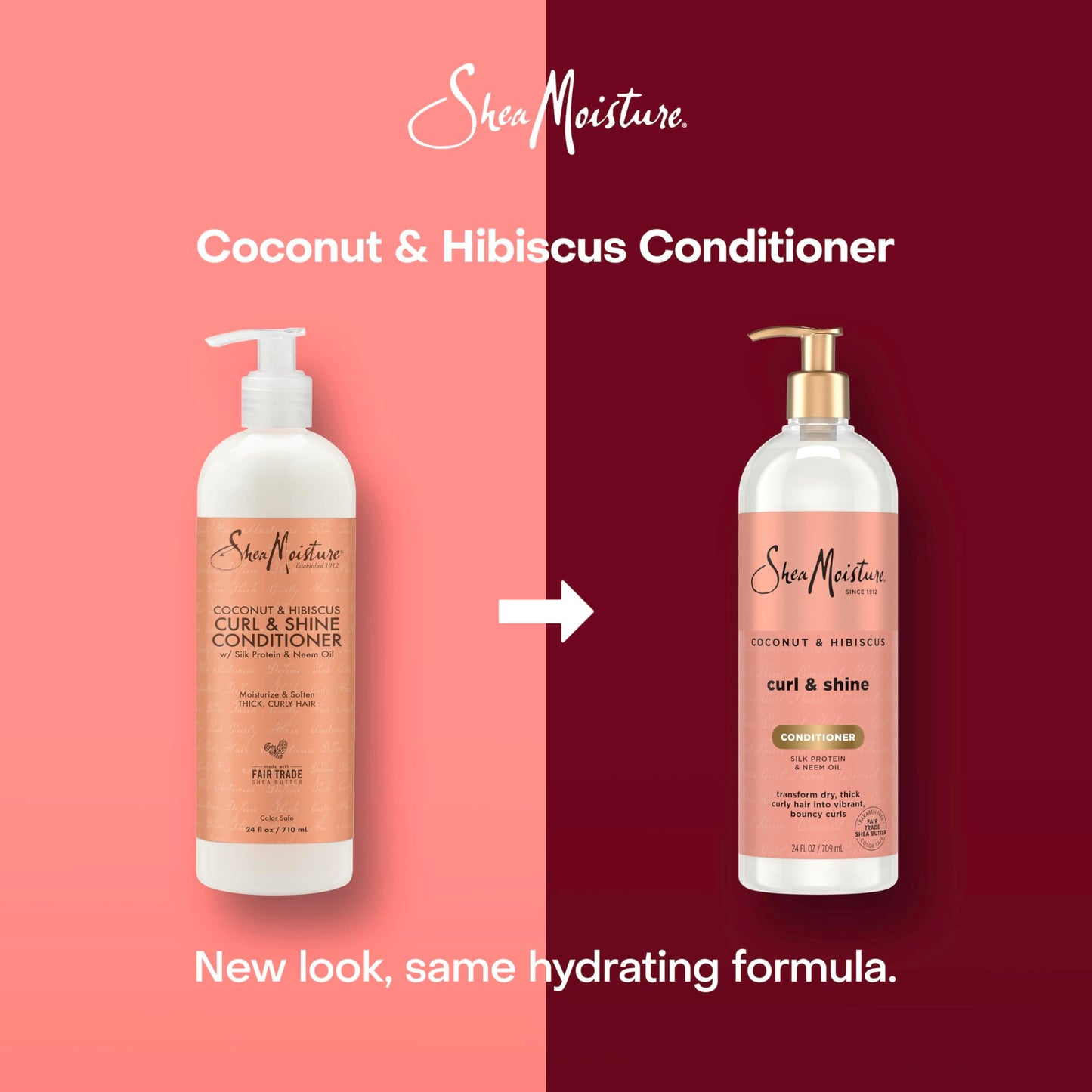 Shea Moisture Curl & Shine Conditioner Coconut & Hibiscus, for Thick, Curly Hair, to Moisturize & Soften, 24 oz