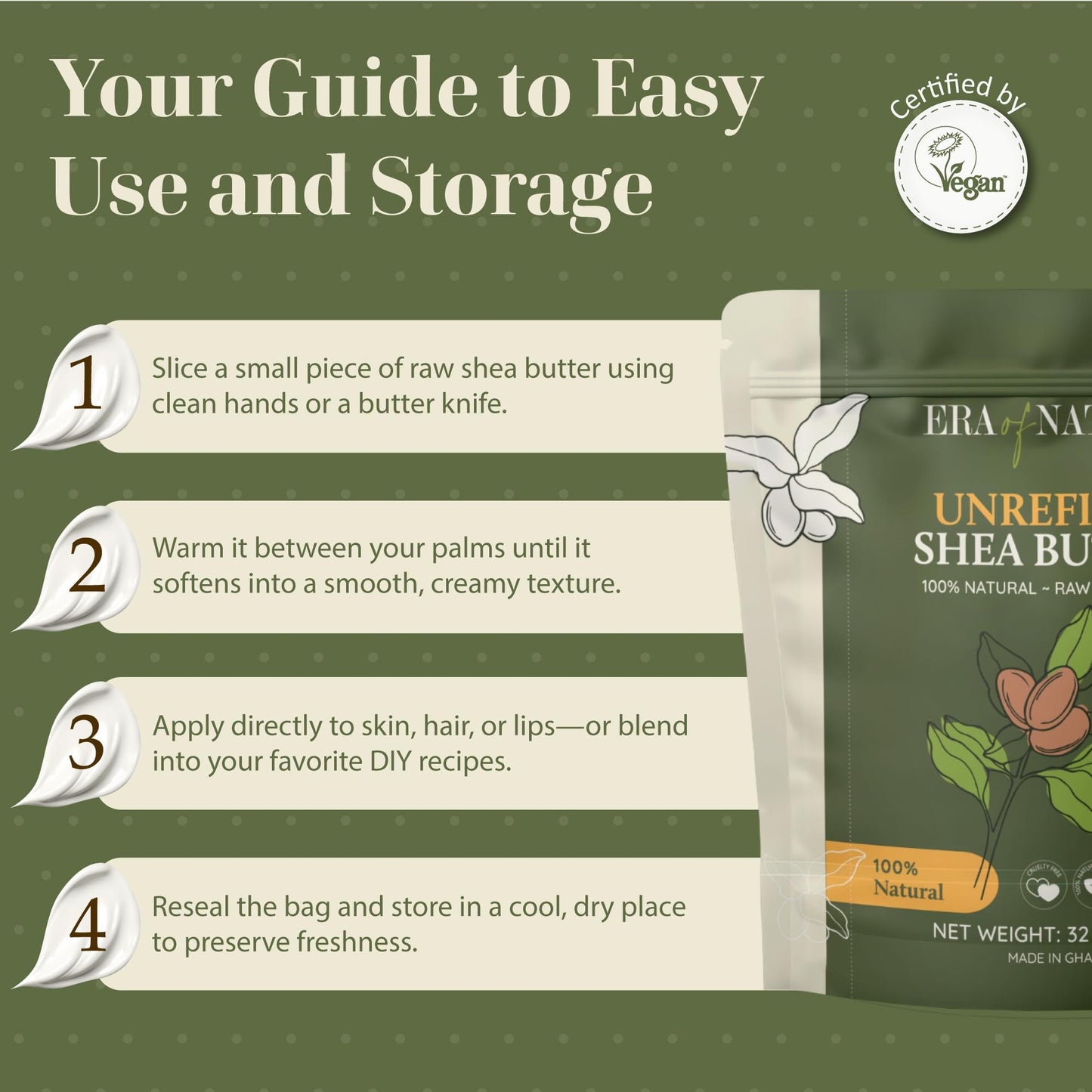 Era of Nature Organic Raw African Ivory Shea Butter 32oz – Moisturizing Skin & Hair, DIY Lip Balm, Cream, Soap & Lotion Making Kit