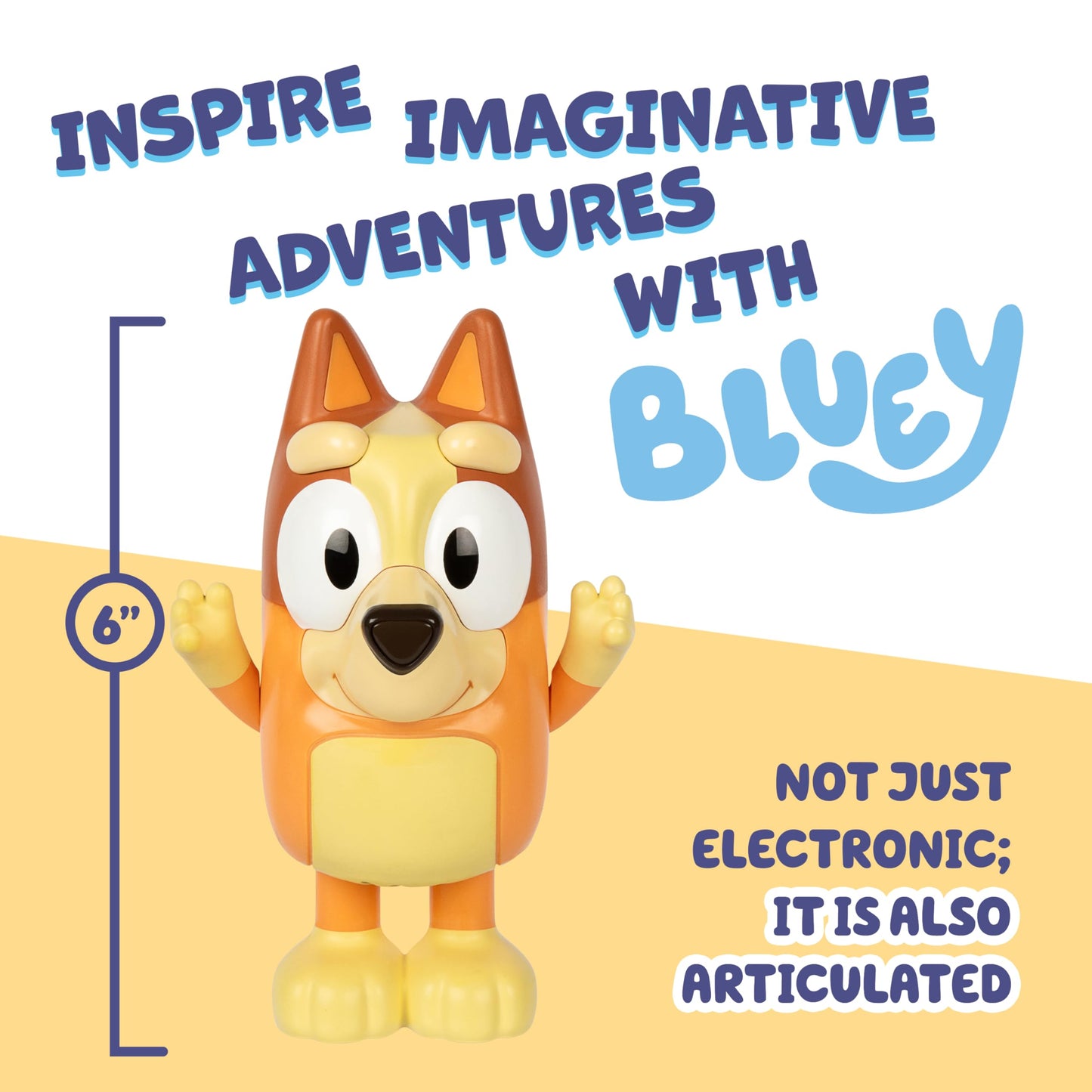 Bluey Game Hide and Seek Electronic Bingo Figure, Articulated, Musical Kids Figurines with Dance Mode, Interactive Toddler Figurine Toys for Ages 3+