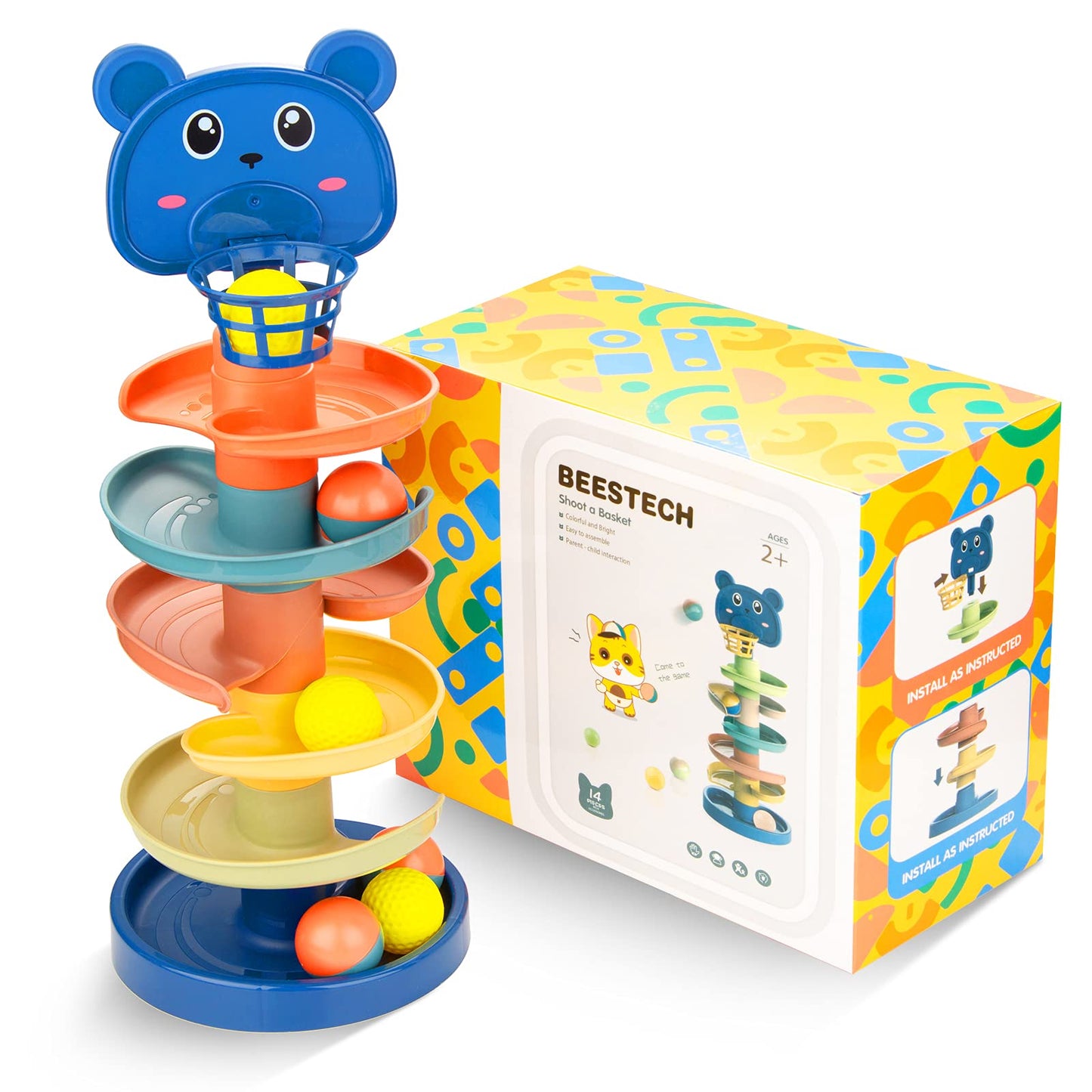 Beestech Ball Drop & Roll Tower for Toddlers – Educational Development Toy with 6 Balls for 2, 3, 4 Year Old Boys & Girls, Fun Learning Activity