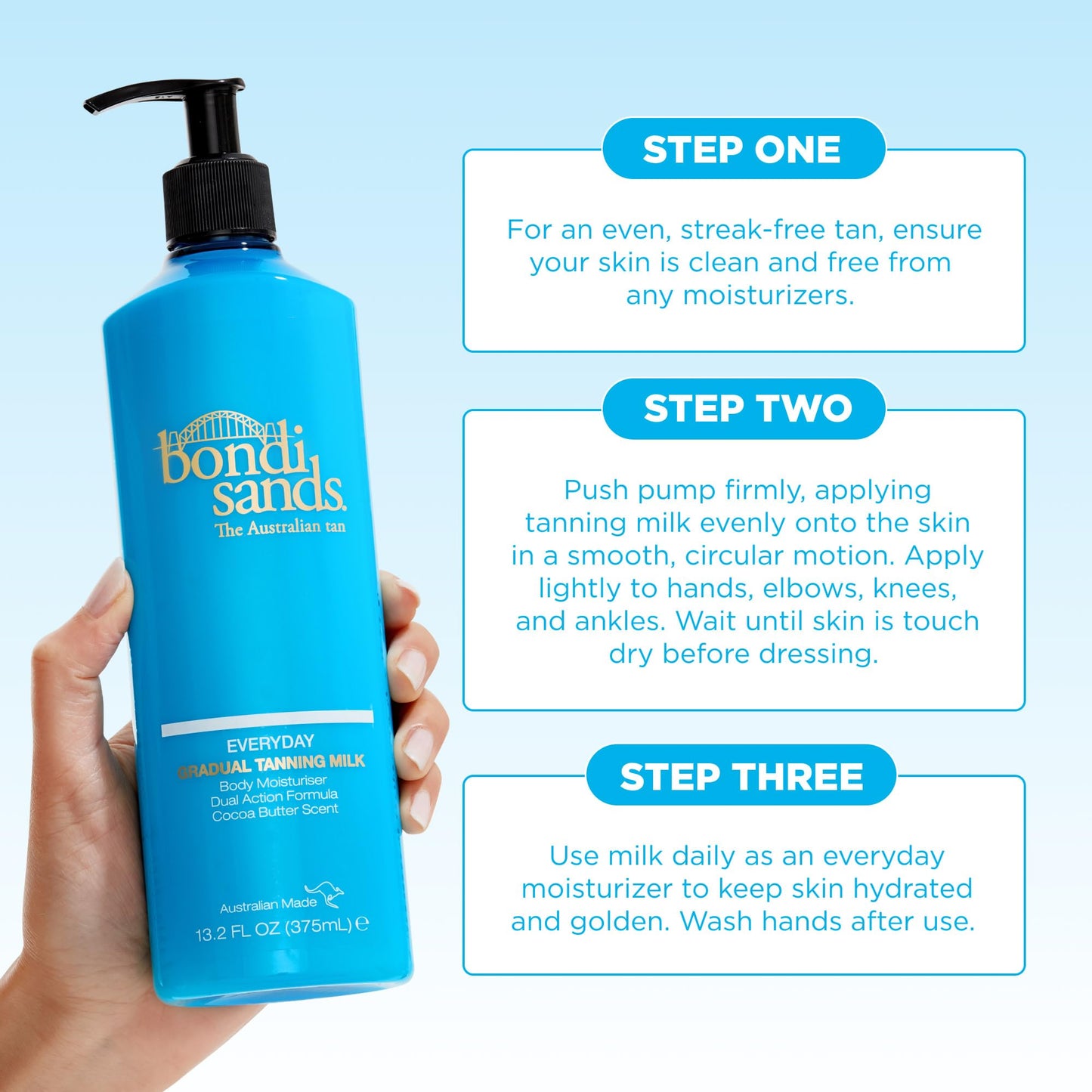 Bondi Sands Everyday Gradual Tanning Milk | Long-lasting, Tanning Body Moisturizer Enriched With Aloe Vera and Vitamin E for Glowing Skin, 12.68 Fl Oz