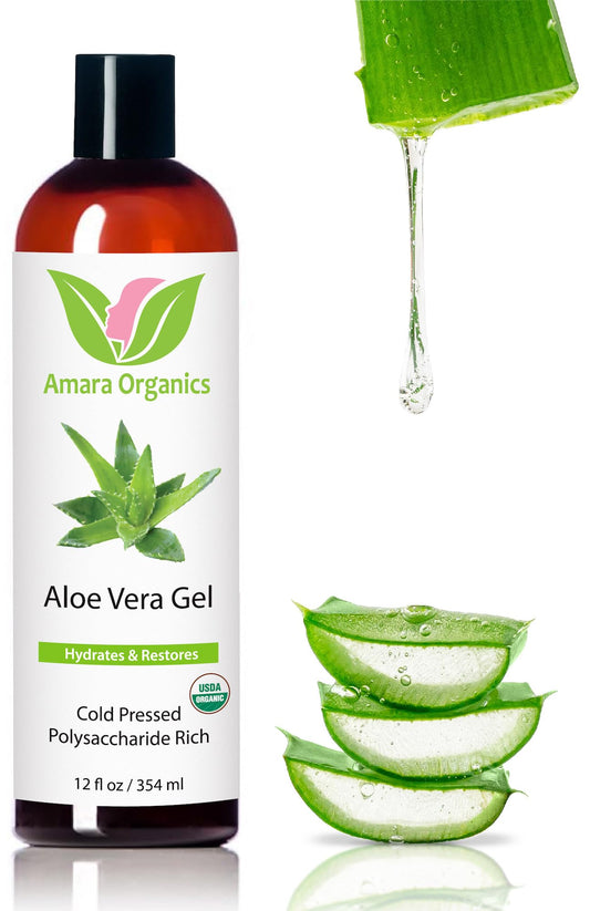 Organic Aloe Vera Gel for Skin, Face, Body, After Sun Care - USDA Certified Organic, 12 fl. oz.