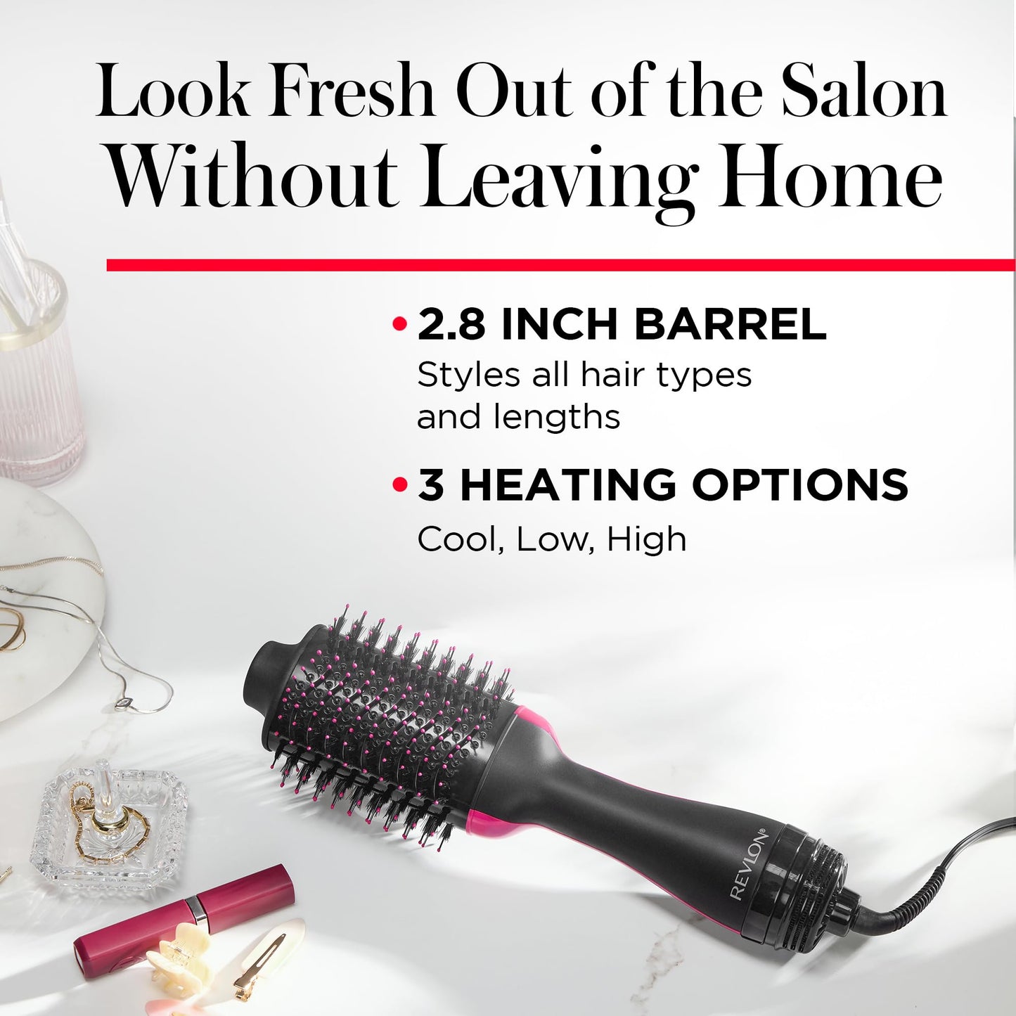 REVLON One-Step Volumizer Hair Dryer & Styler – Smooth, Shiny Salon Blowouts with Less Frizz & Heat Damage – For All Hair Types (Black)